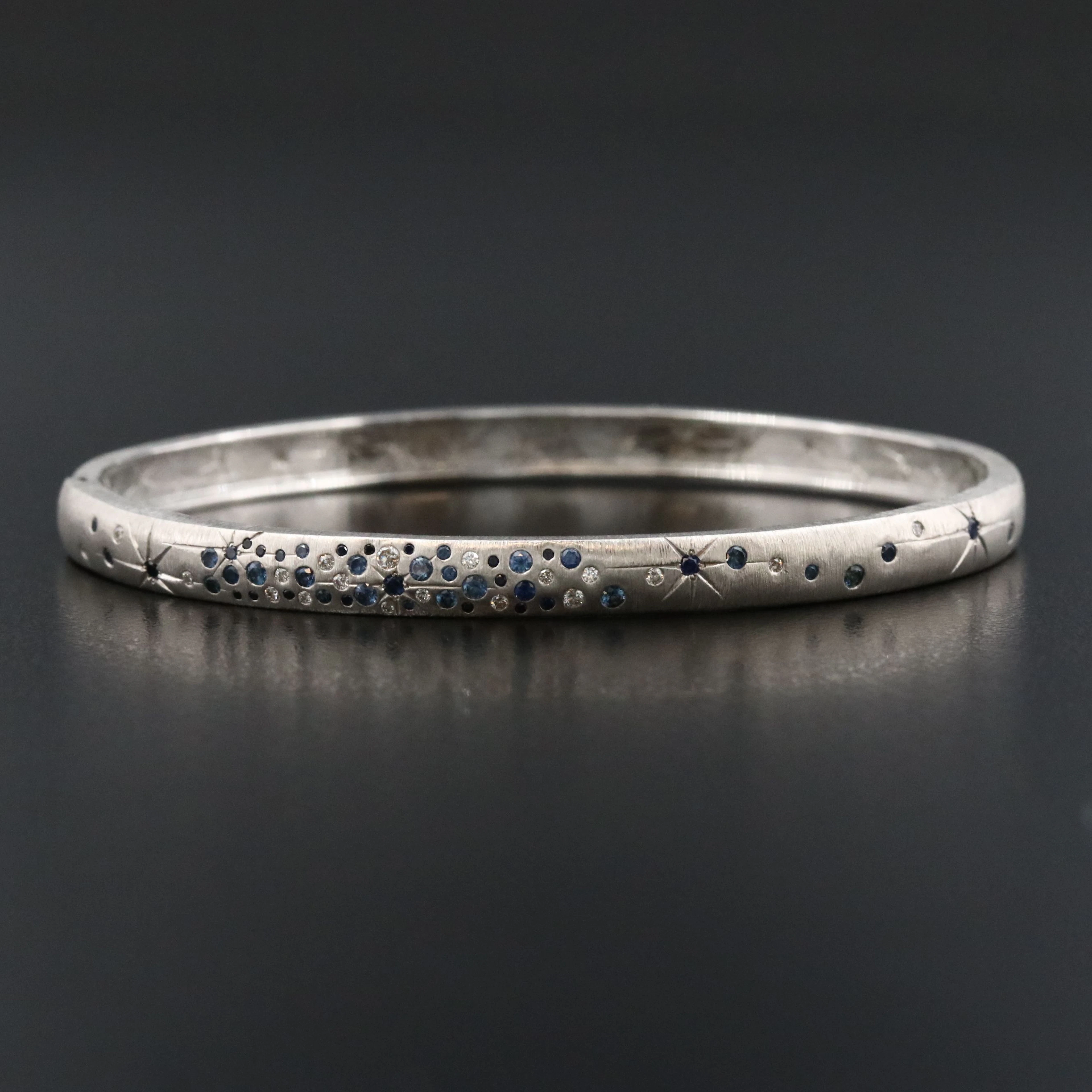 Penny Preville 18K Sapphire and Diamond Hinged Bangle Bracelet