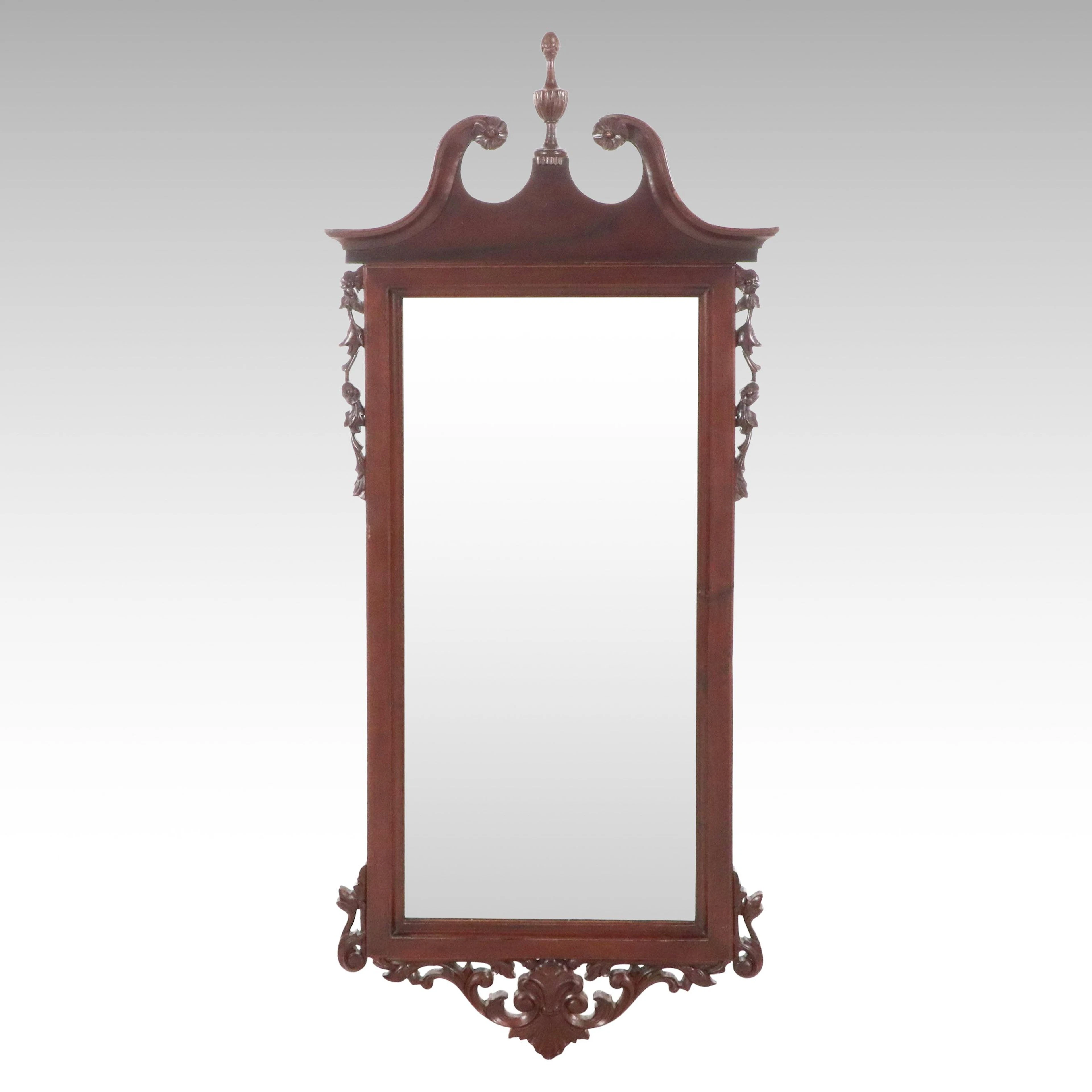 Chippendale Style Mahogany Finished Scrolled Wall Mirror