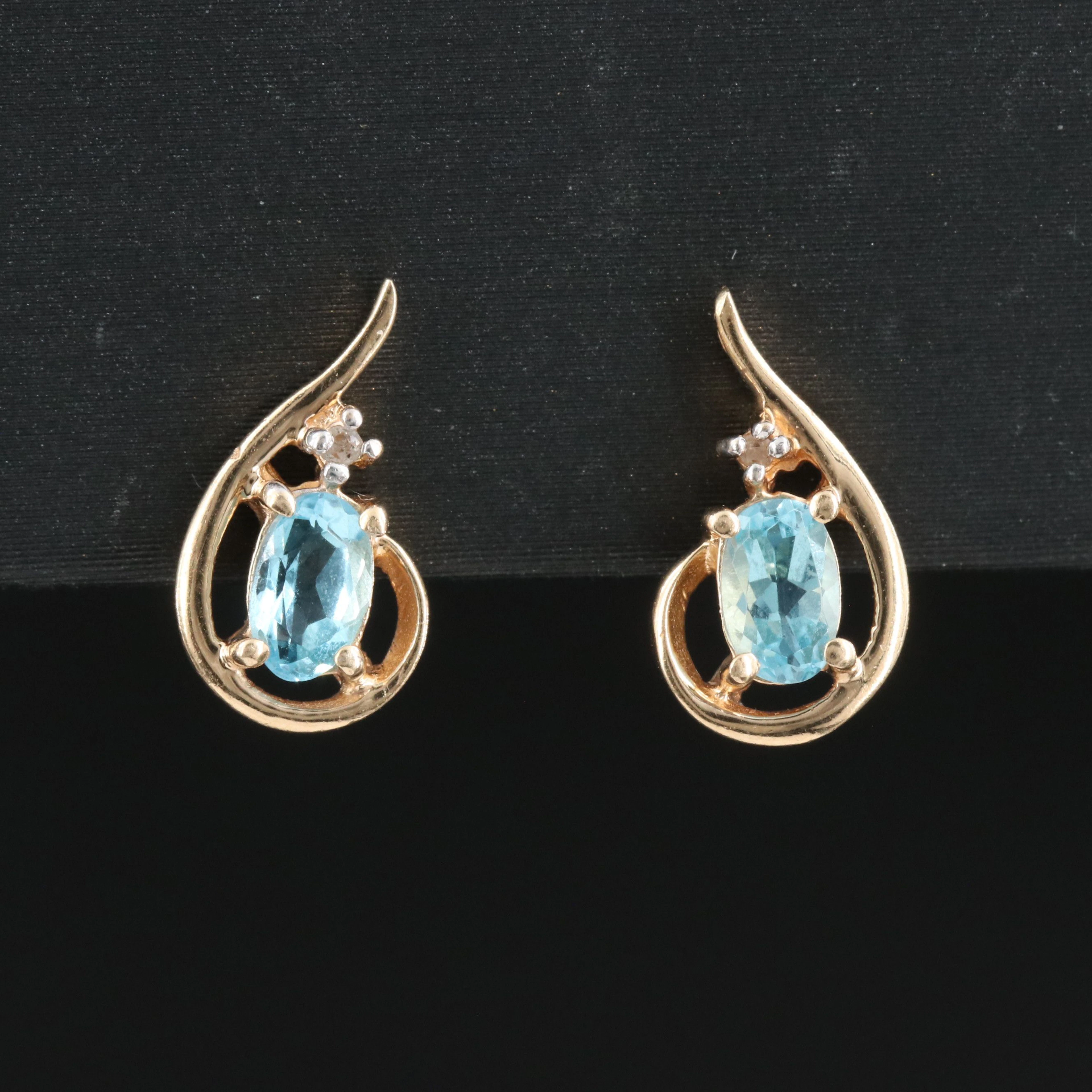 14K Topaz and Diamond Earrings
