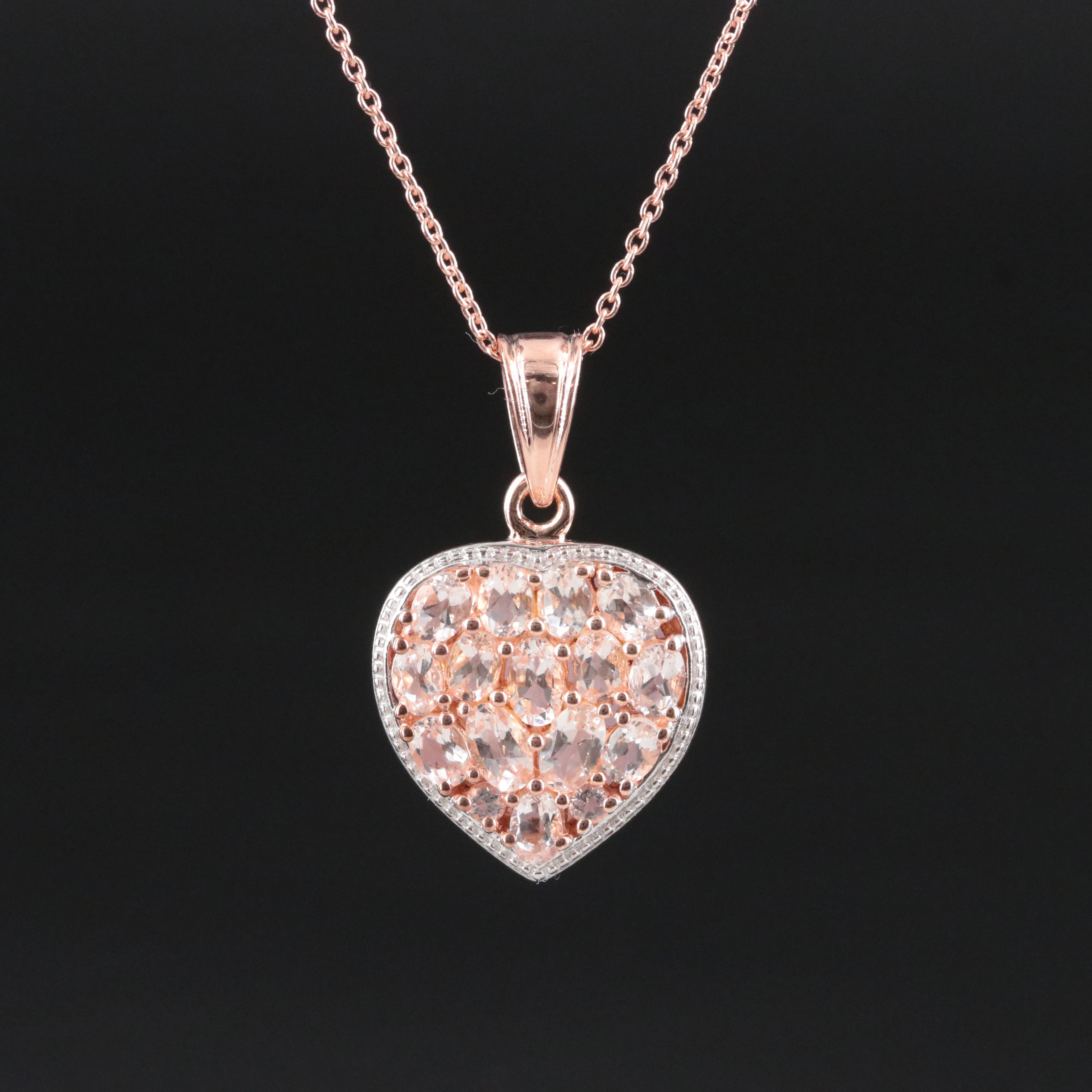 Sterling Morganite and Rose Quartz Reversible Pendant Necklace