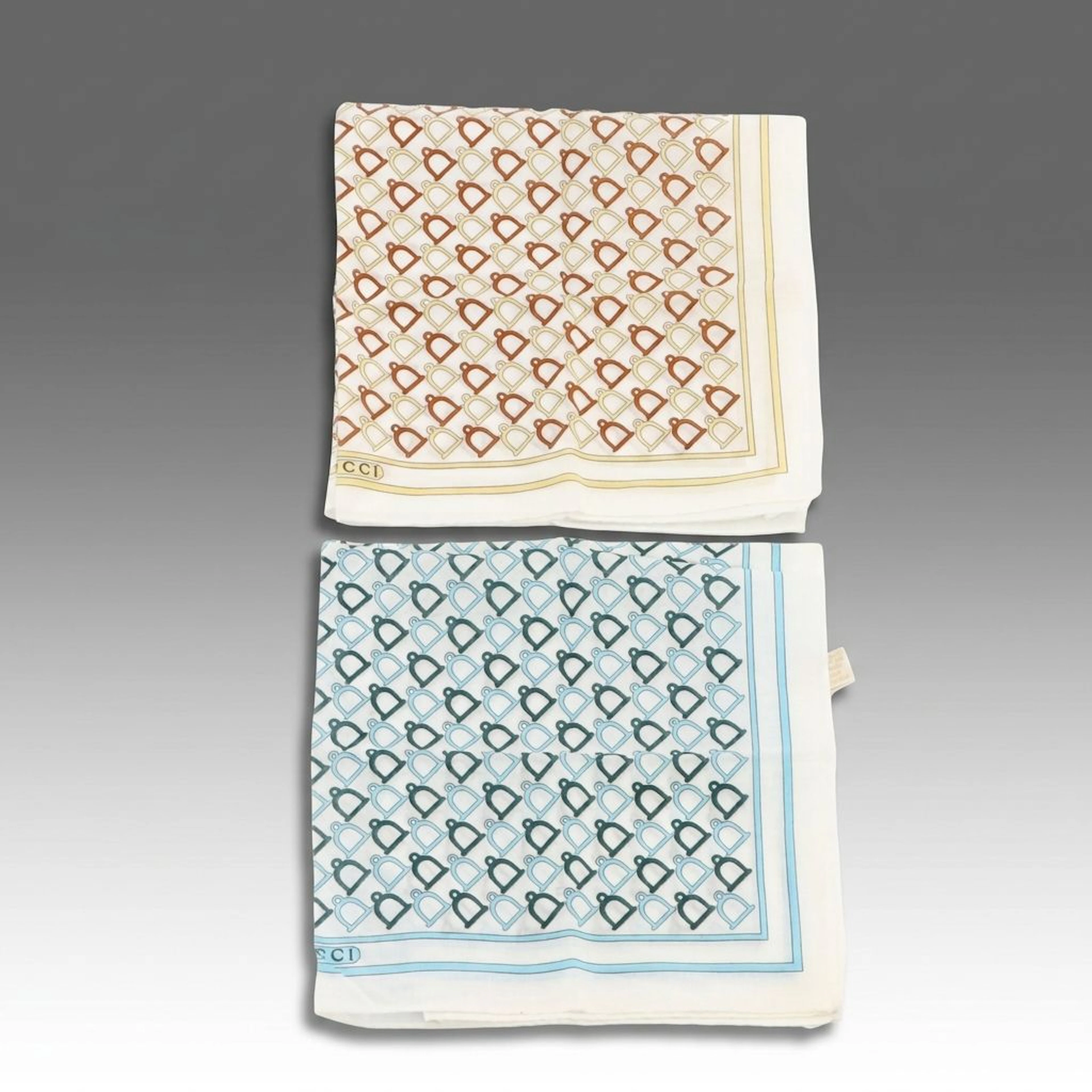 Gucci Pocket Squares in Equestrian Printed Cotton, Vintage