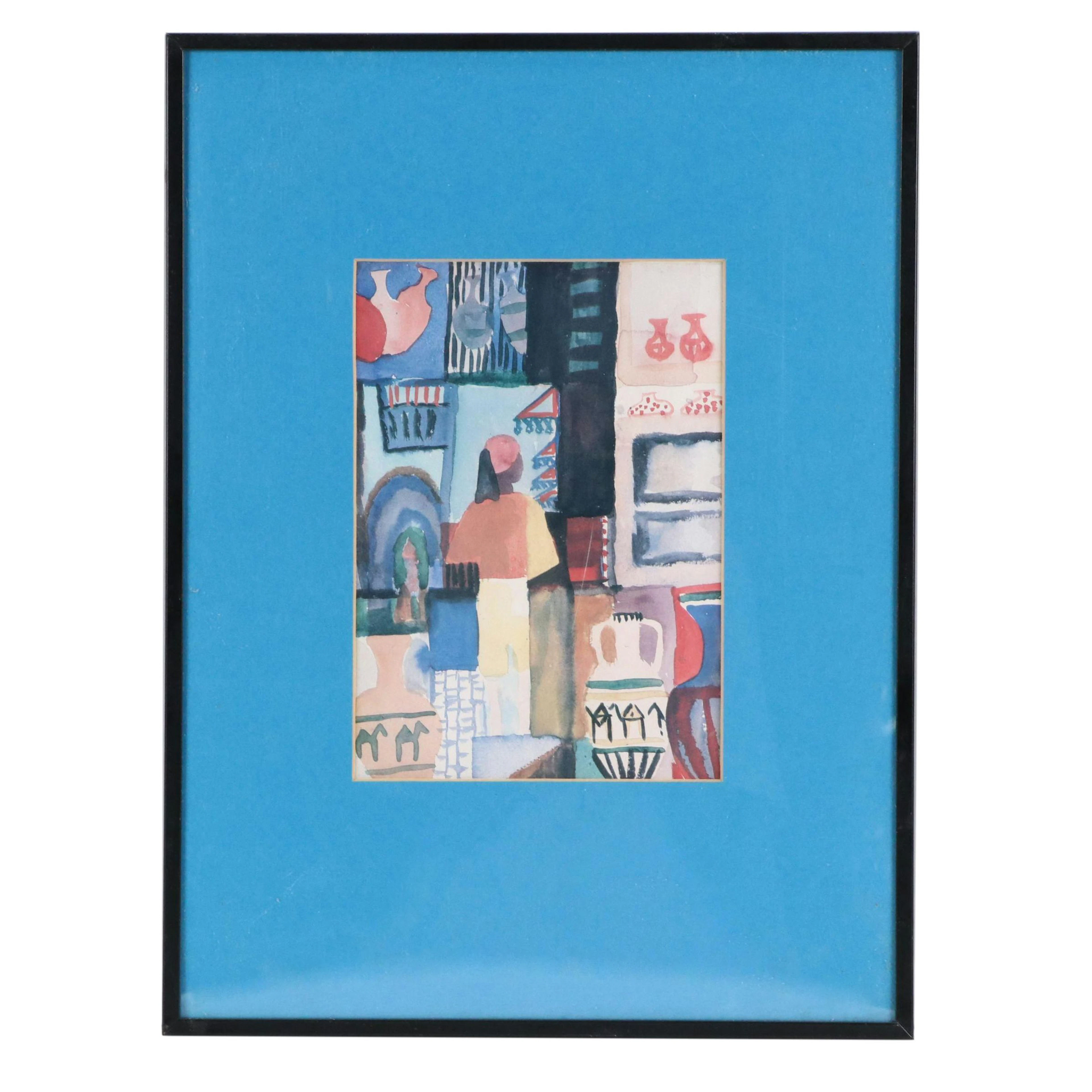 Offset Lithograph After August Macke "Traders with Jugs"