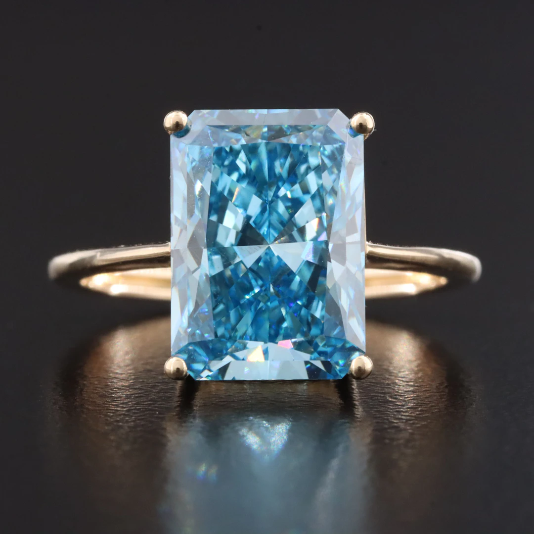 14K 5.07 CT Fancy Blue Lab Grown Diamond Solitaire Ring