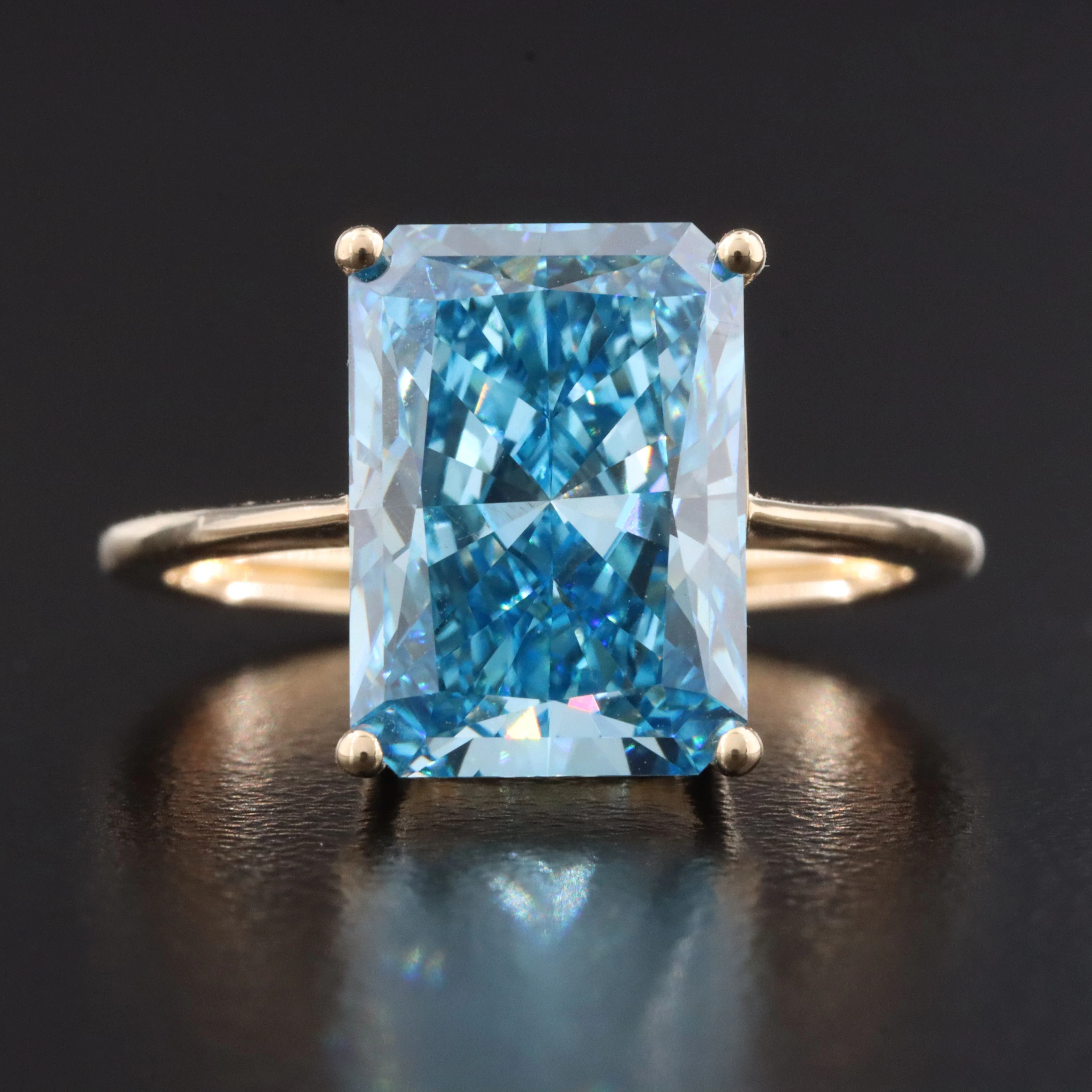 14K 5.07 CT Fancy Blue Lab Grown Diamond Solitaire Ring