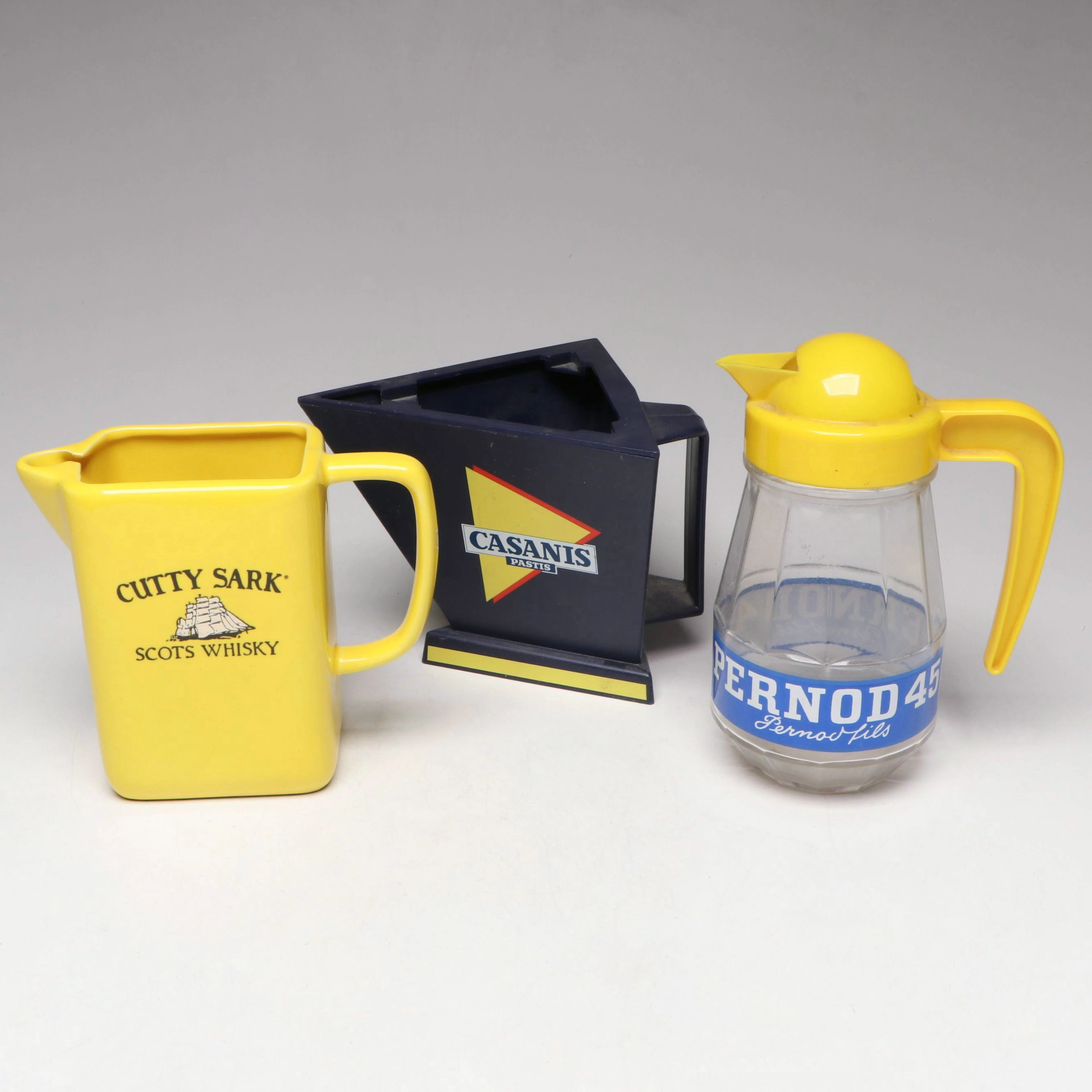 Vintage Ceramic Cutty Sark Whisky Pub with French Bistro Pitcher and Carafe