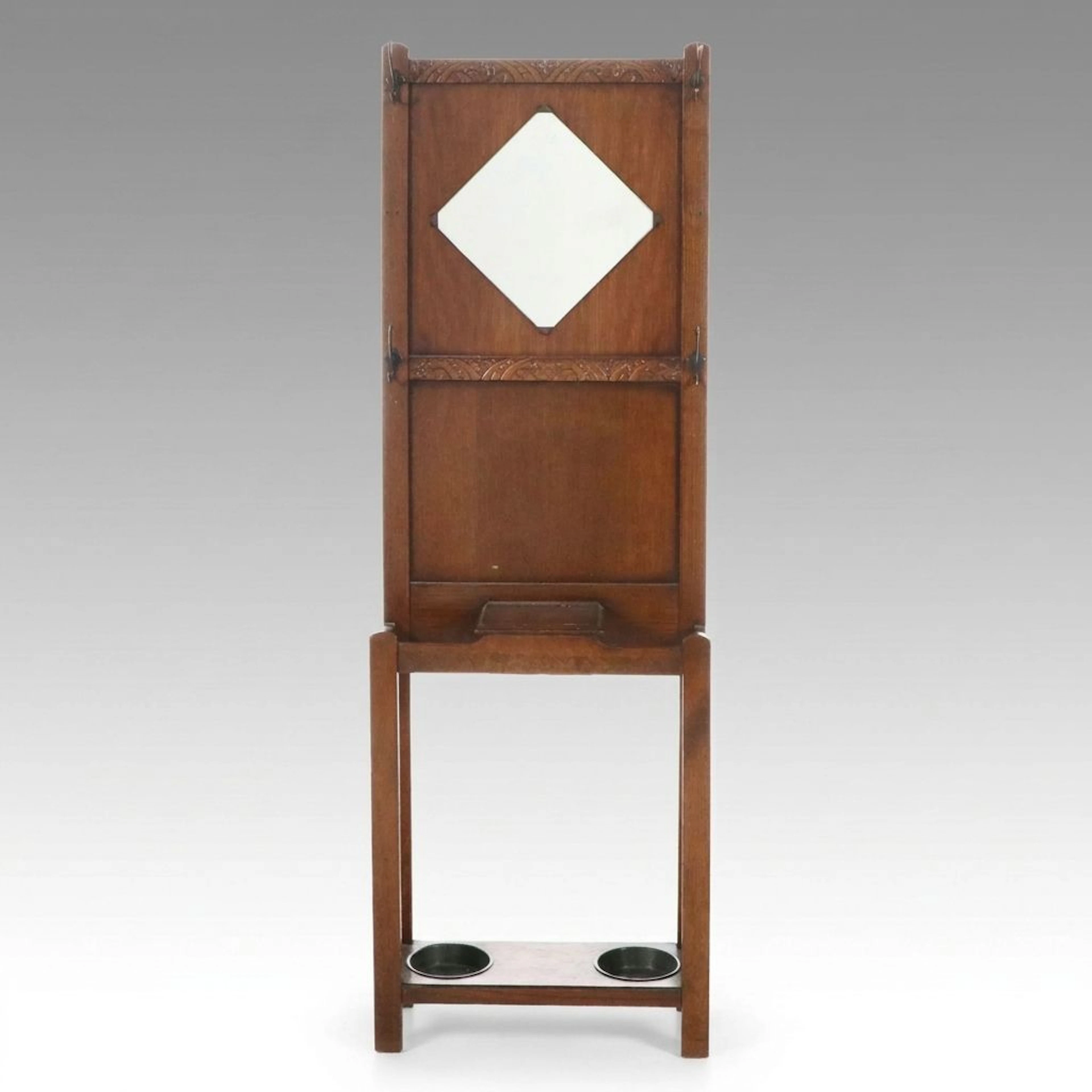 American Arts & Crafts Style Oak Hall Tree, Late 19th/Early 20th Century