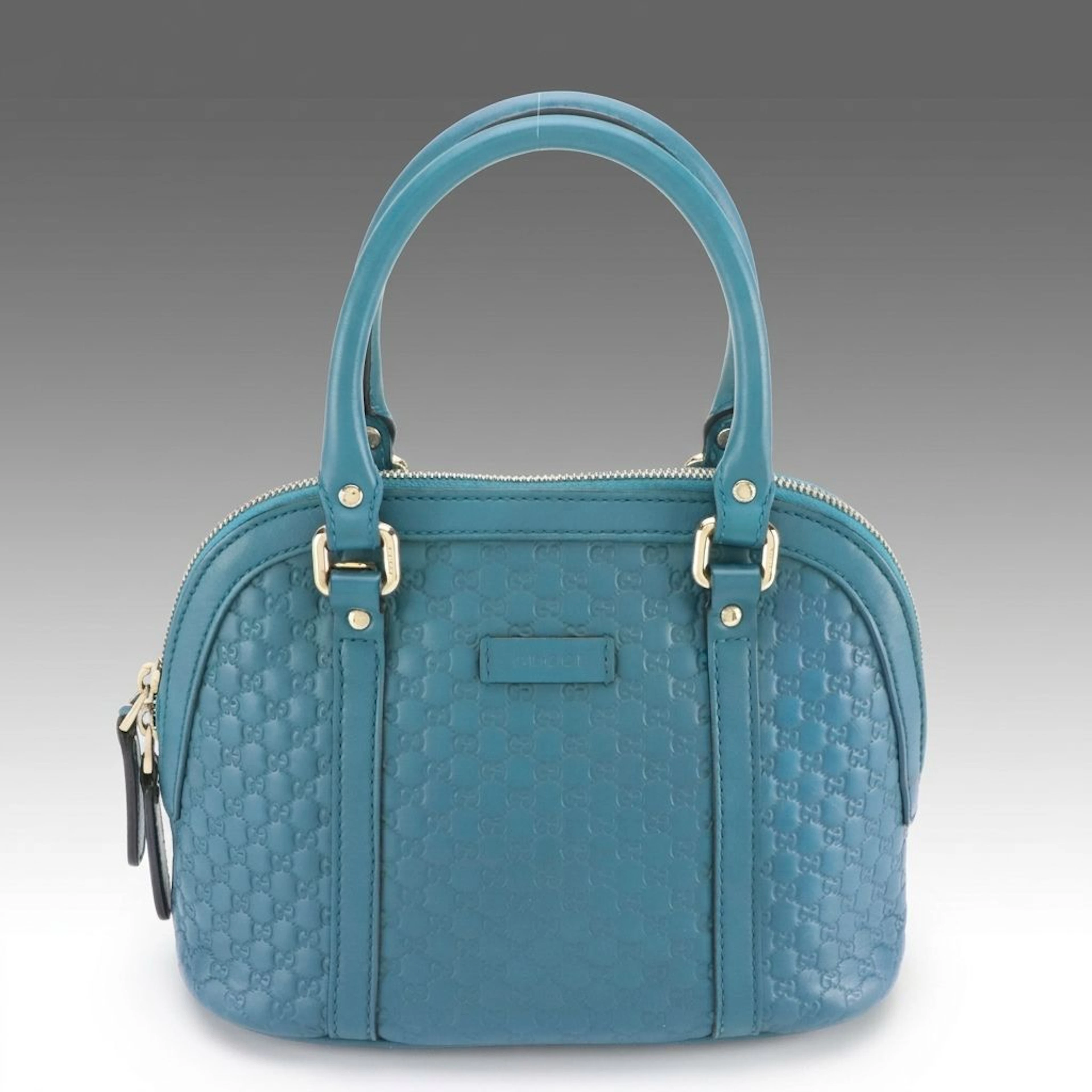 Gucci Mini Dome Crossbody Bag in Blue Microguccissima Leather