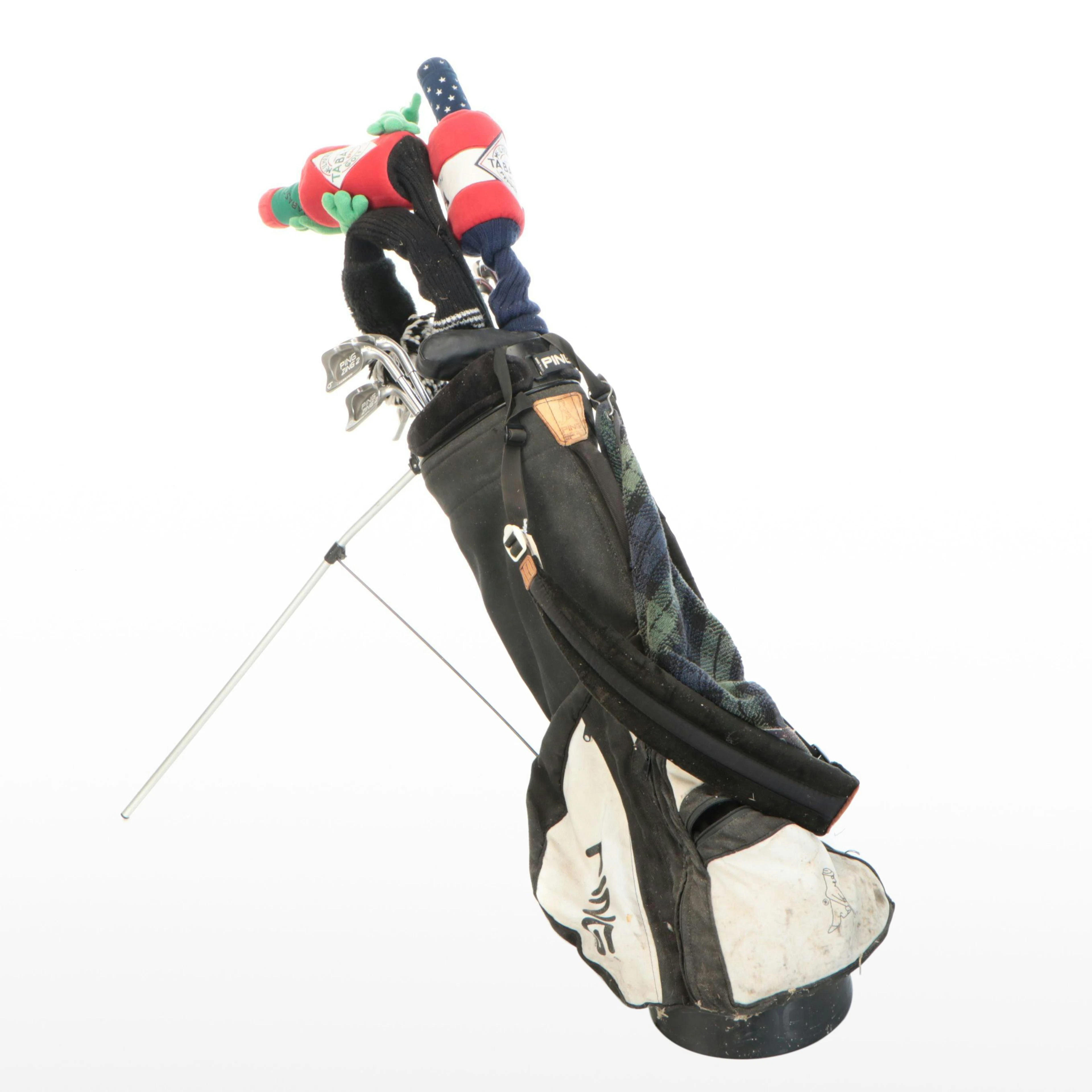 Datrek Plastic Golf Cart with Ping Golf Clubs, Bag, and More Accessories