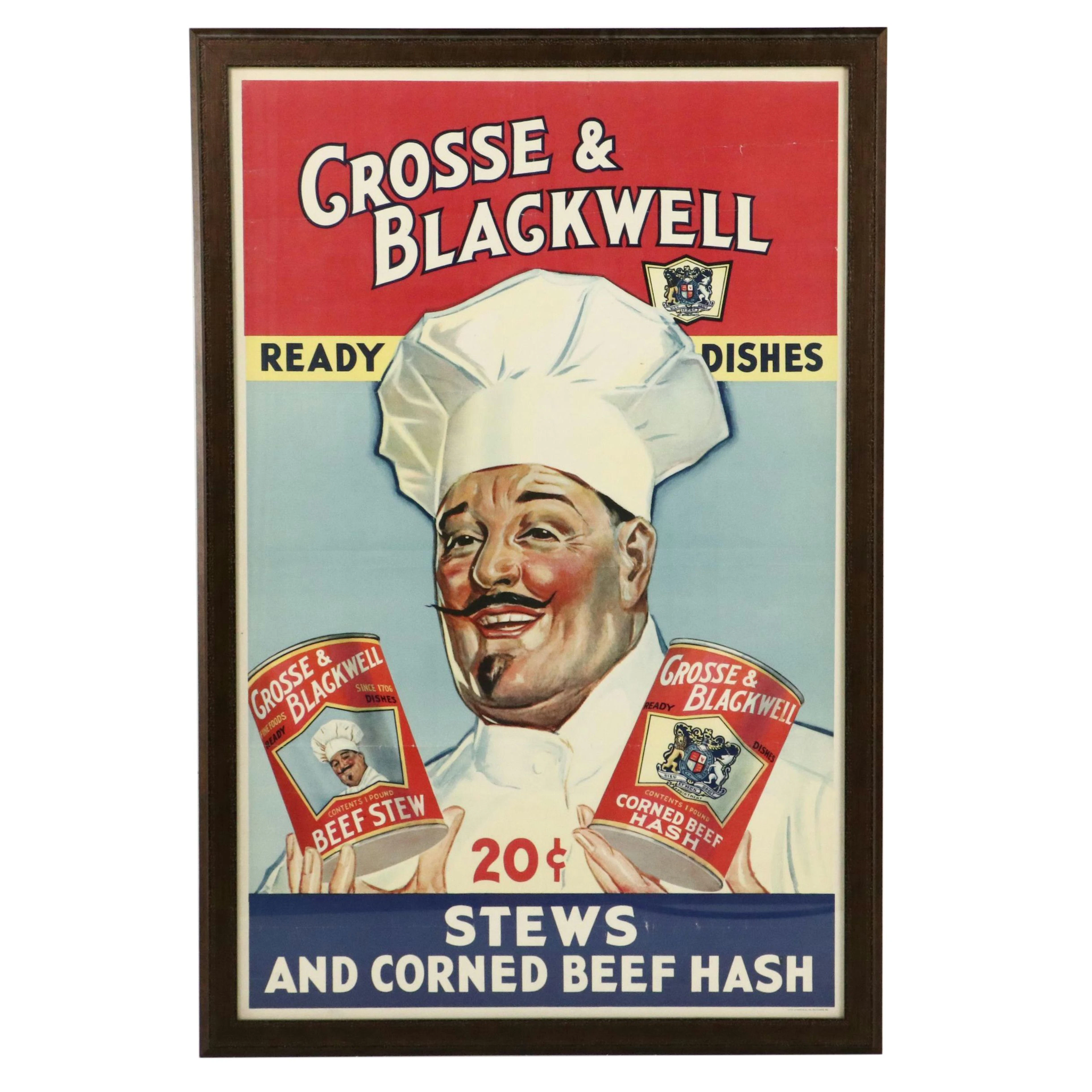 Crosse & Blackwell Stews and Corned Beef Advertisement Poster, Mid-20th Century