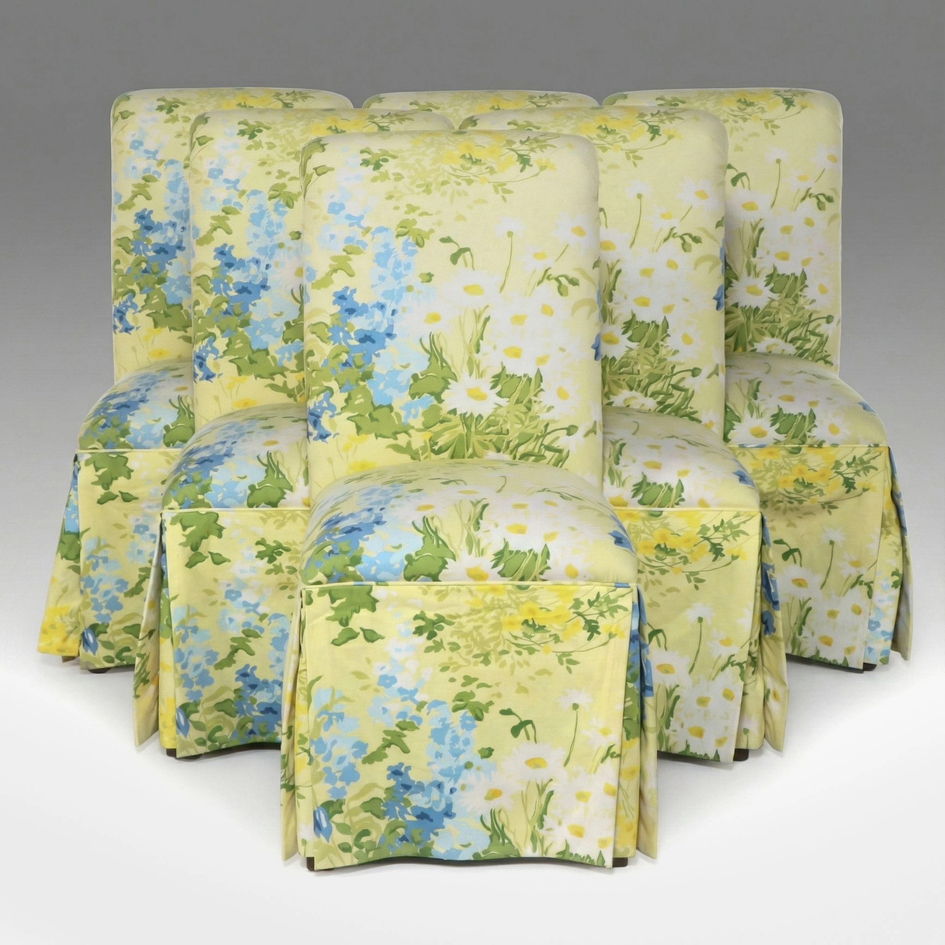 Set of Six Floral Dining Chairs