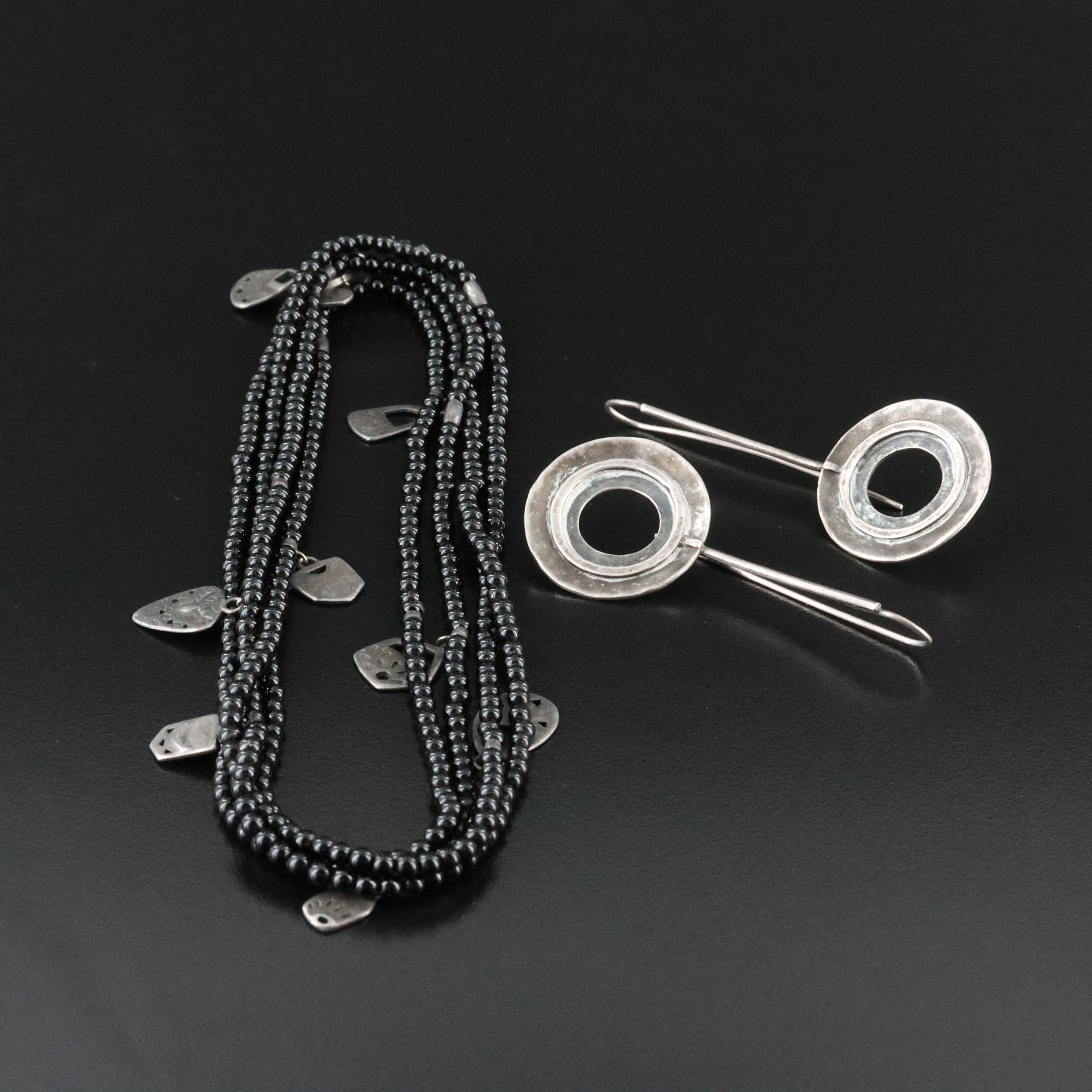 Silpada Sterling Black Onyx Necklace and Pendulum Earrings