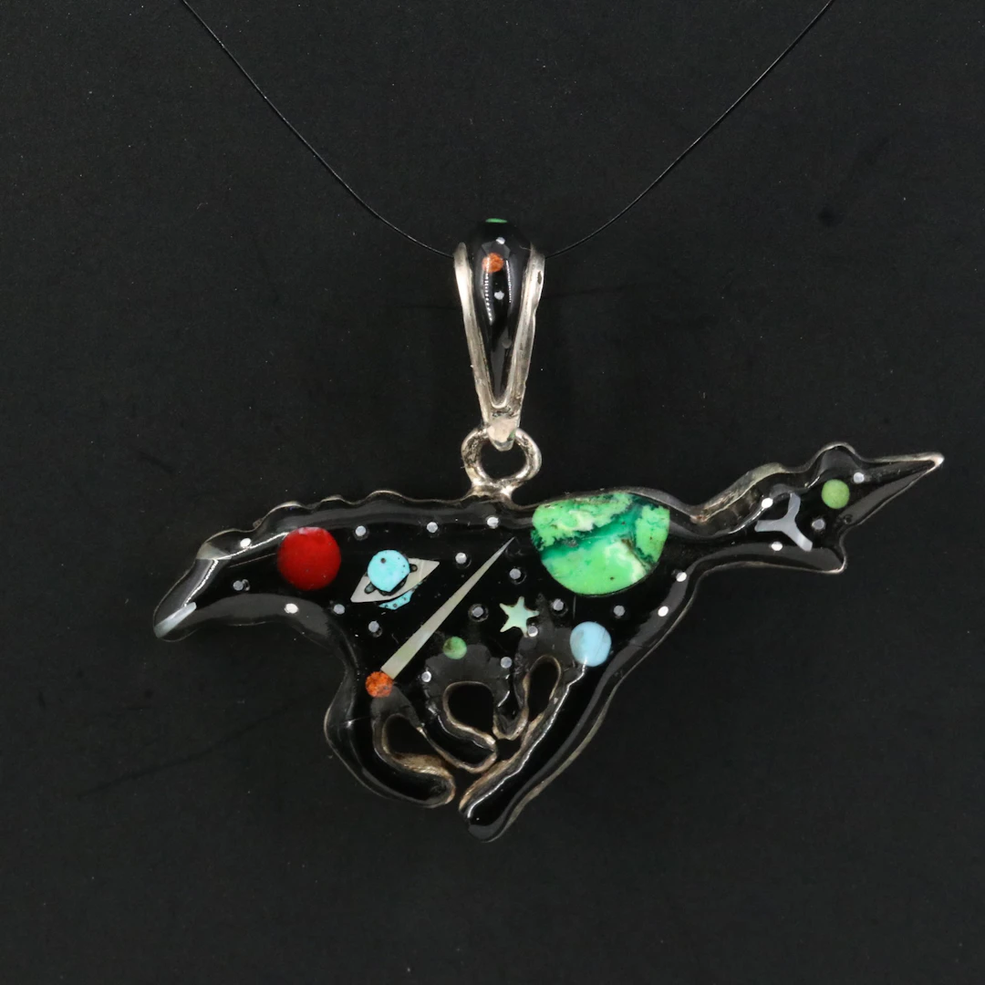 Western Style Sterling Inlay Horse Pendant