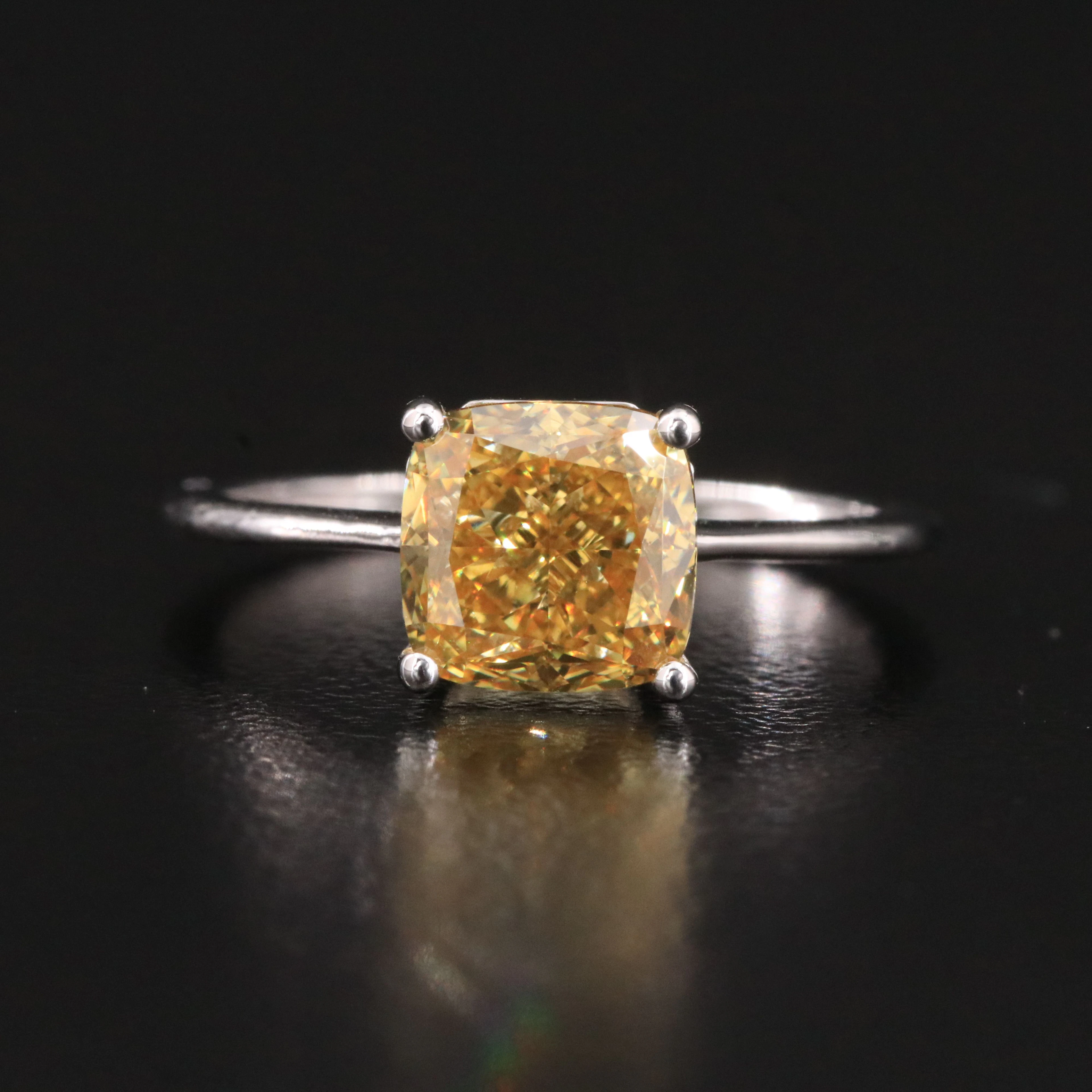 14K 2.11 CT Fancy Yellow Lab Grown Diamond Ring
