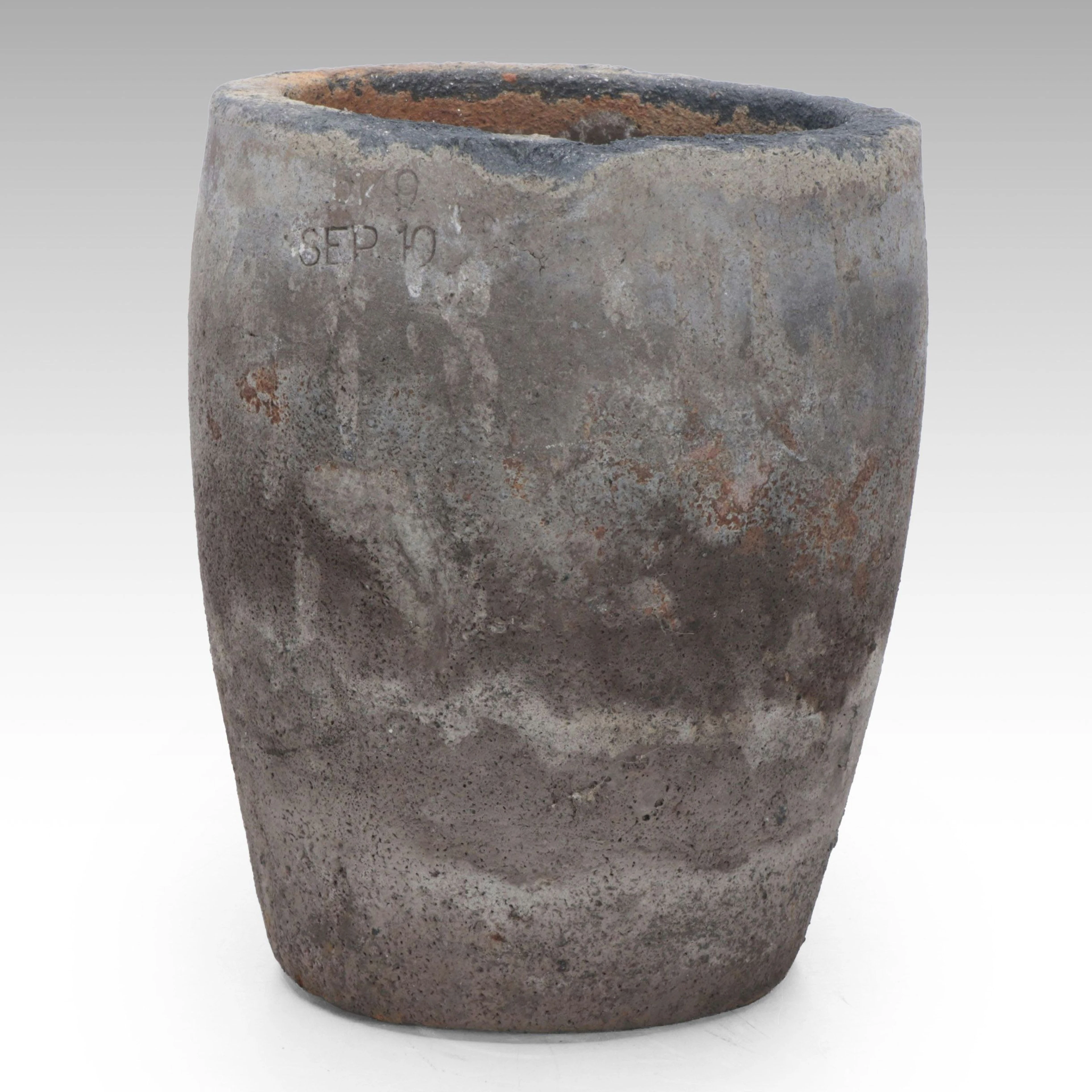 Rustic Distressed Gray Ceramic Vase