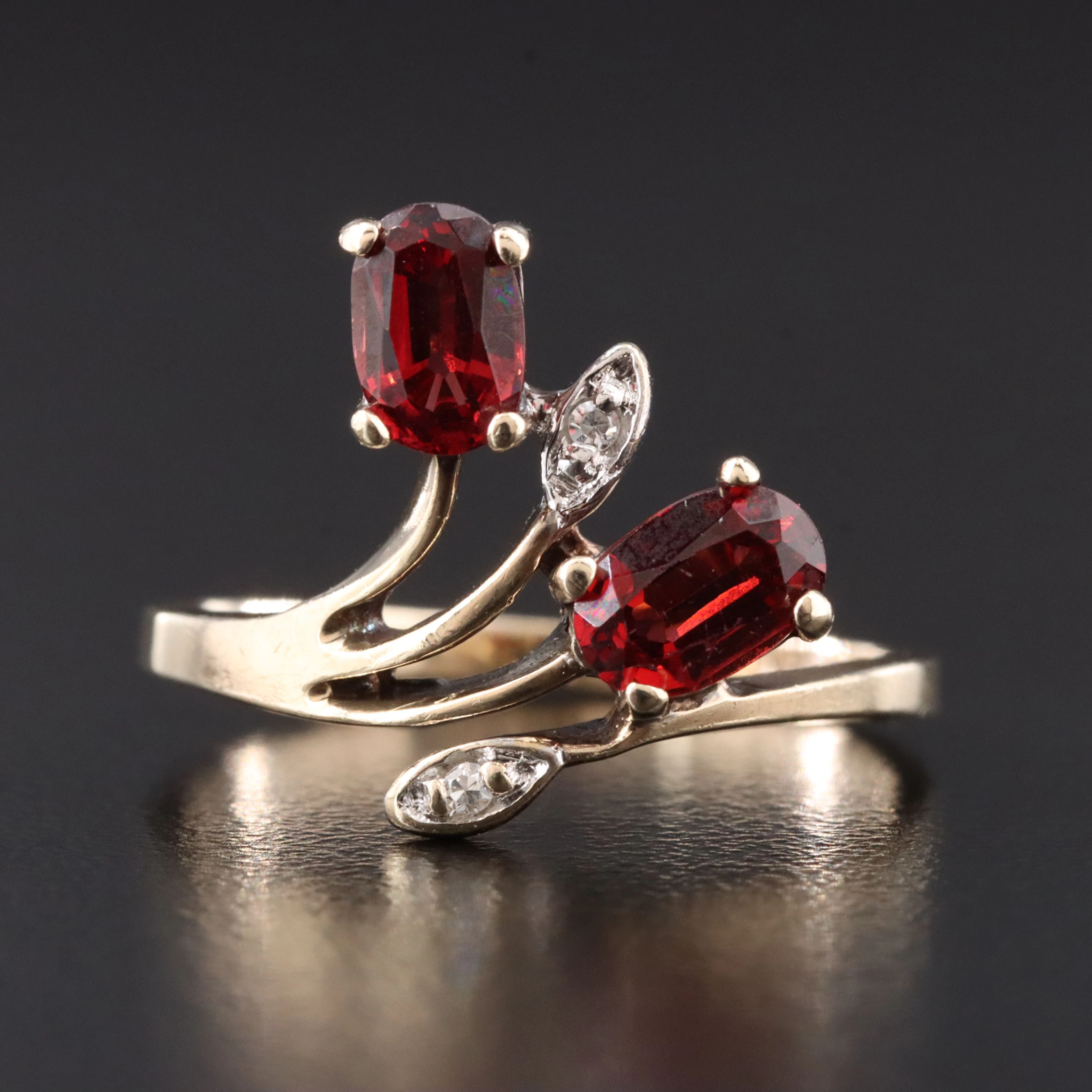 Vintage 10K Garnet and Diamond Ring
