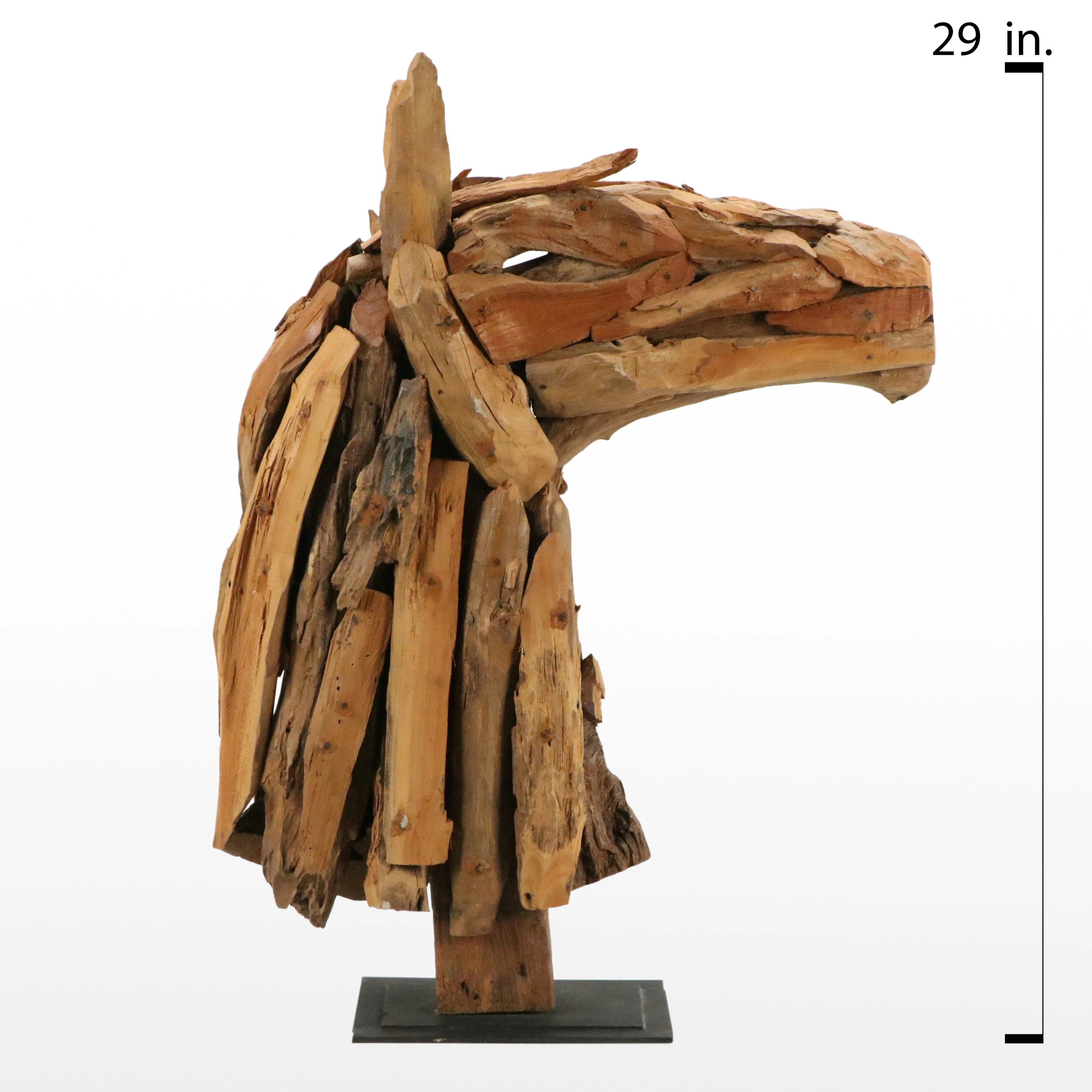 Folk Art Driftwood Sculpture of Horse Head