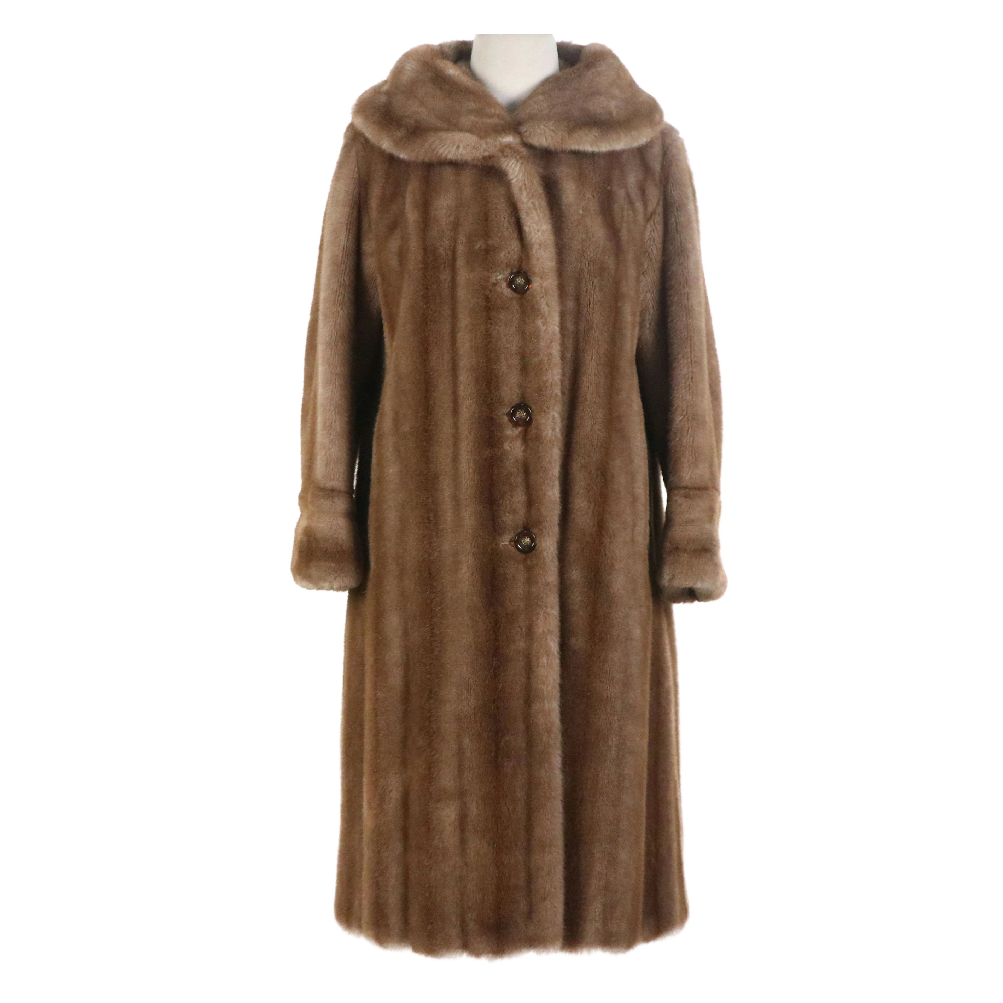 Mincara by Russel Taylor Faux Mink Fur Button-Front Coat