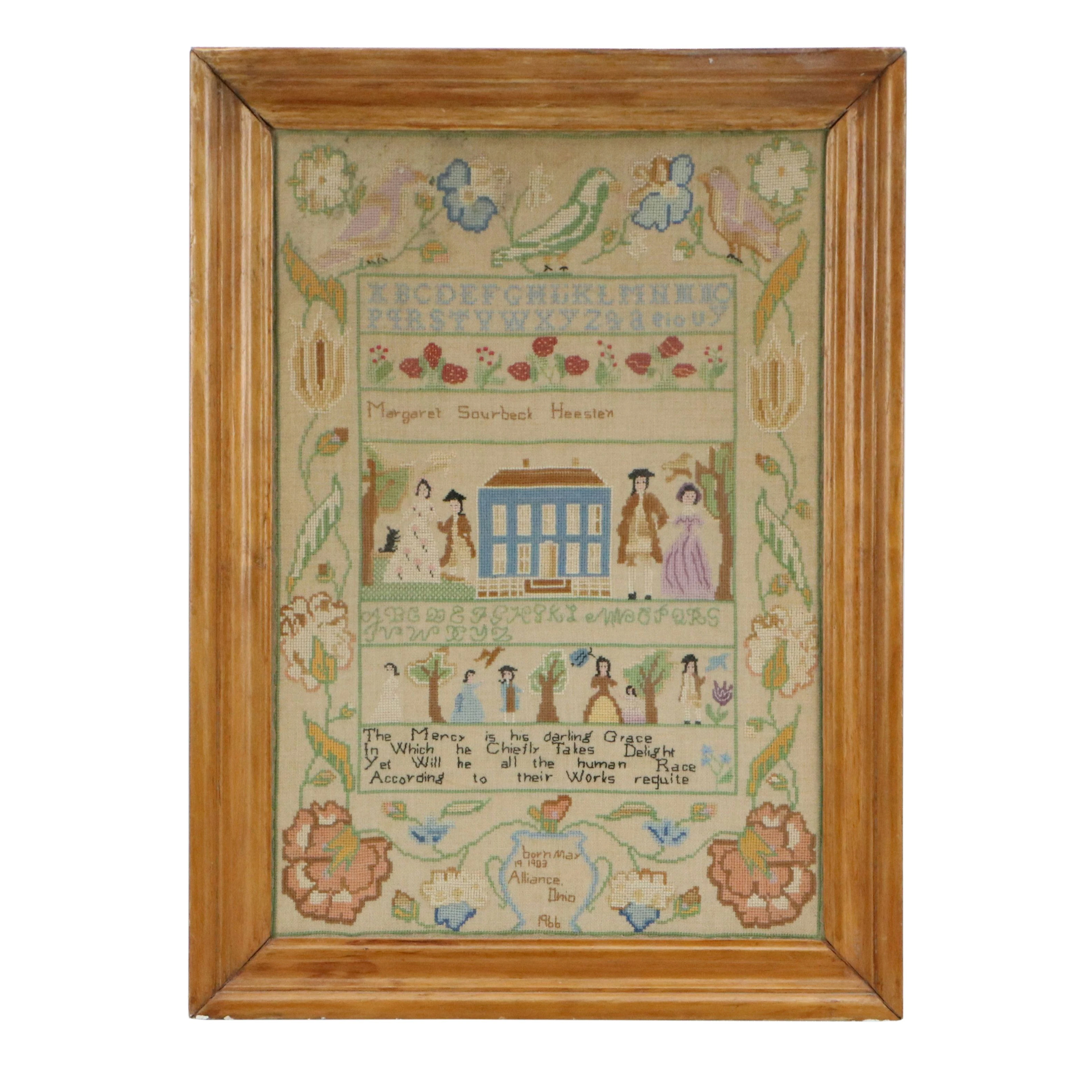 Margaret Heesten Decorative Cross-Stitch Alphabet Sampler, 1966