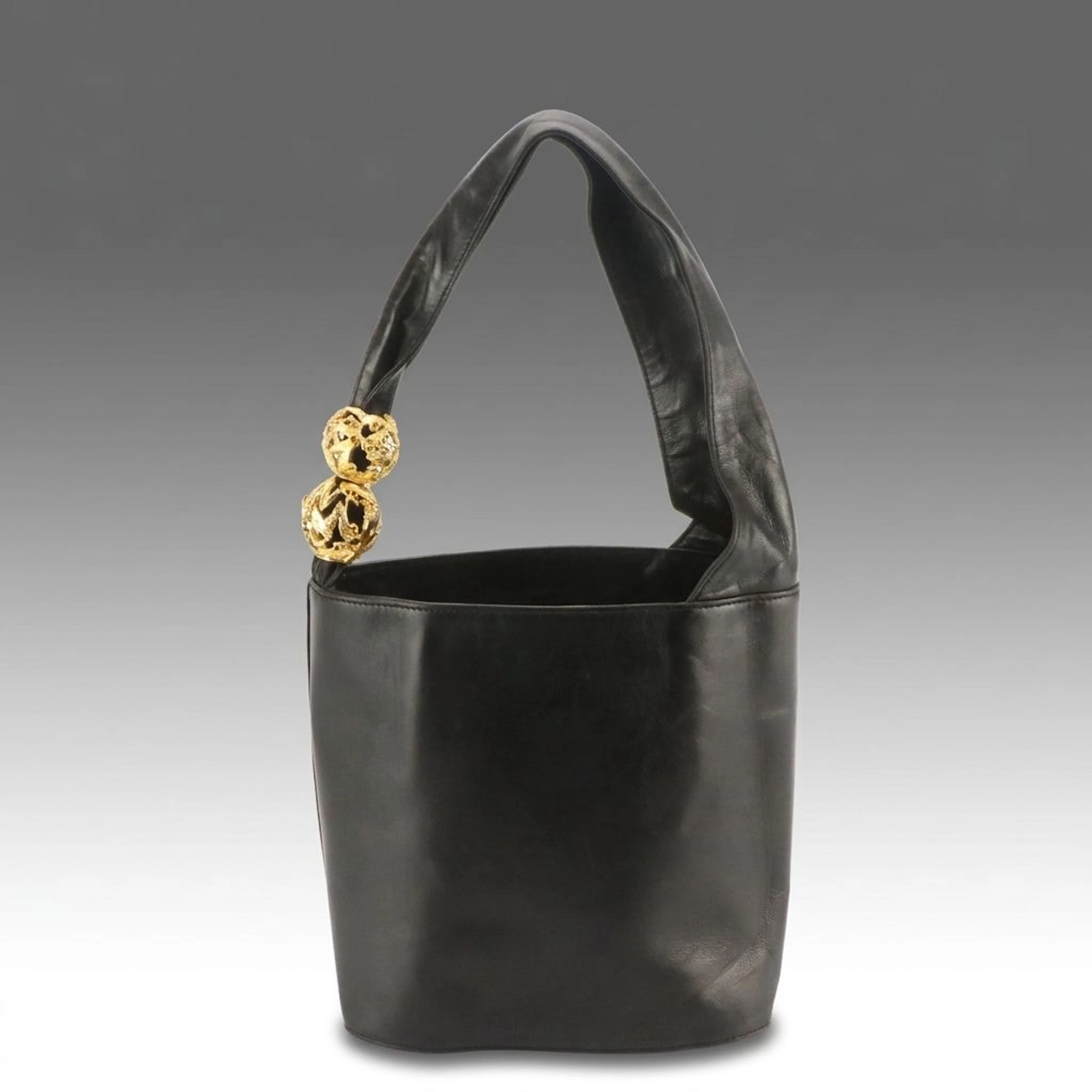 Salvatore Ferragamo Spherical Shoe Charm Bucket Bag in Calfskin Leather