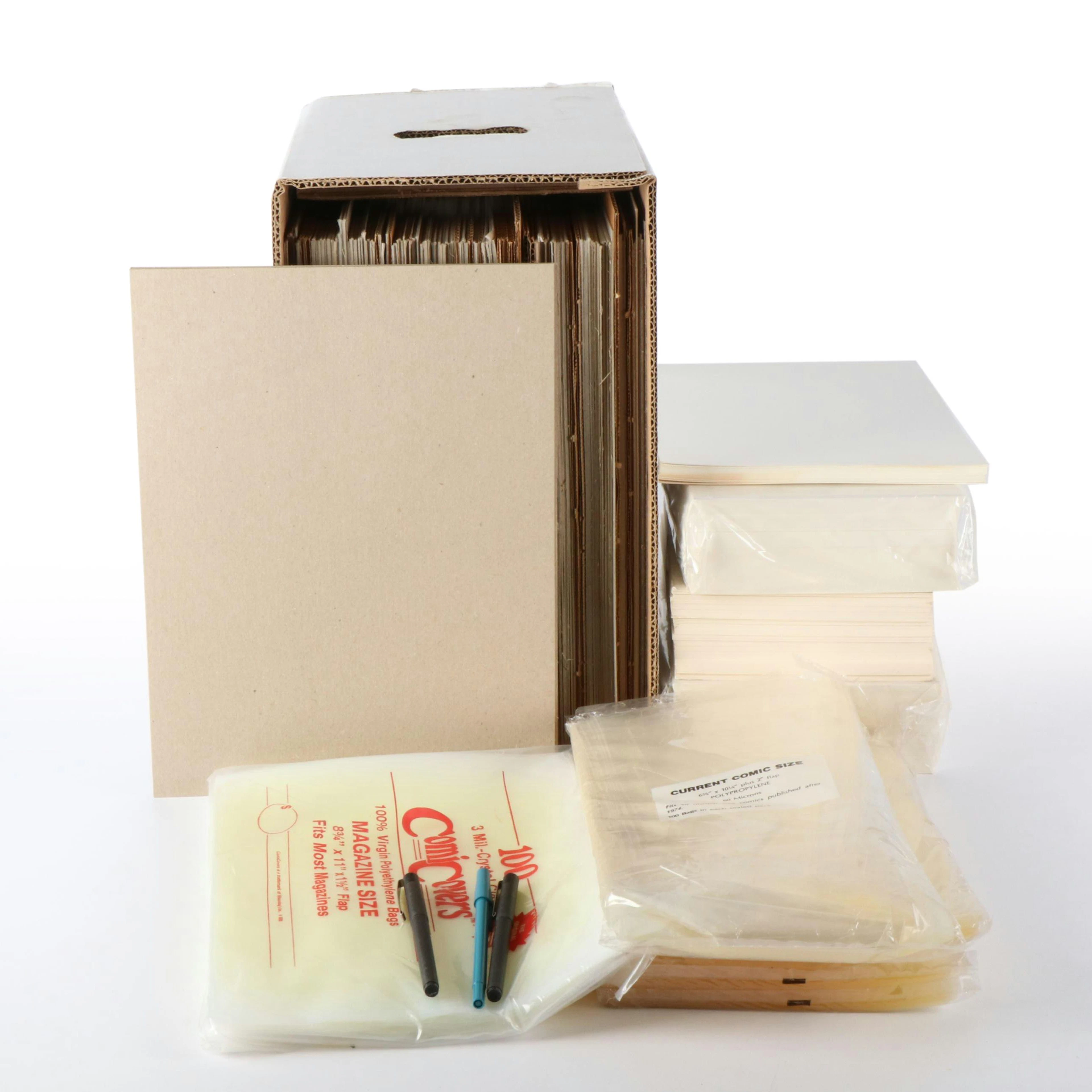 Cardboard Separators, Plastic Sleeves and White Cards for Storing Comic Books