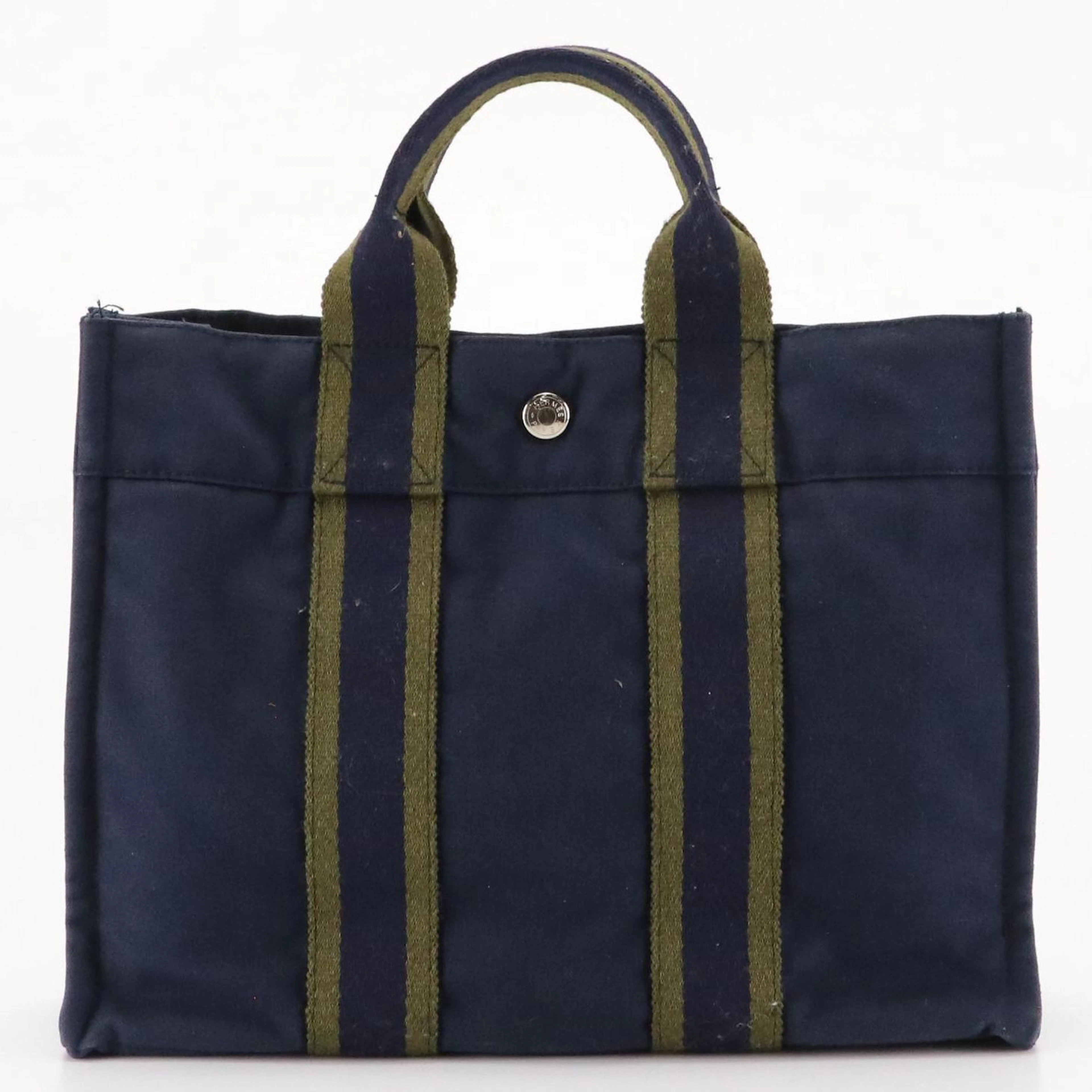 Hermès Fourre-Tout PM Handbag in Navy Cotton Canvas