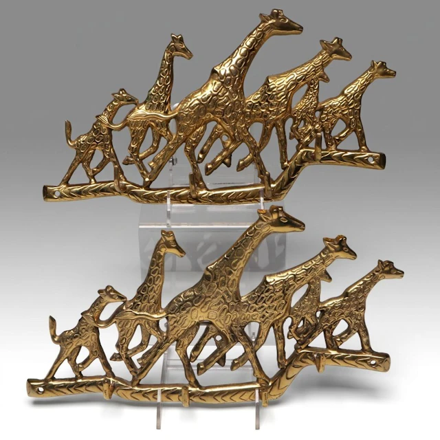 Brass Giraffe Herd Wall Hanging Hooks