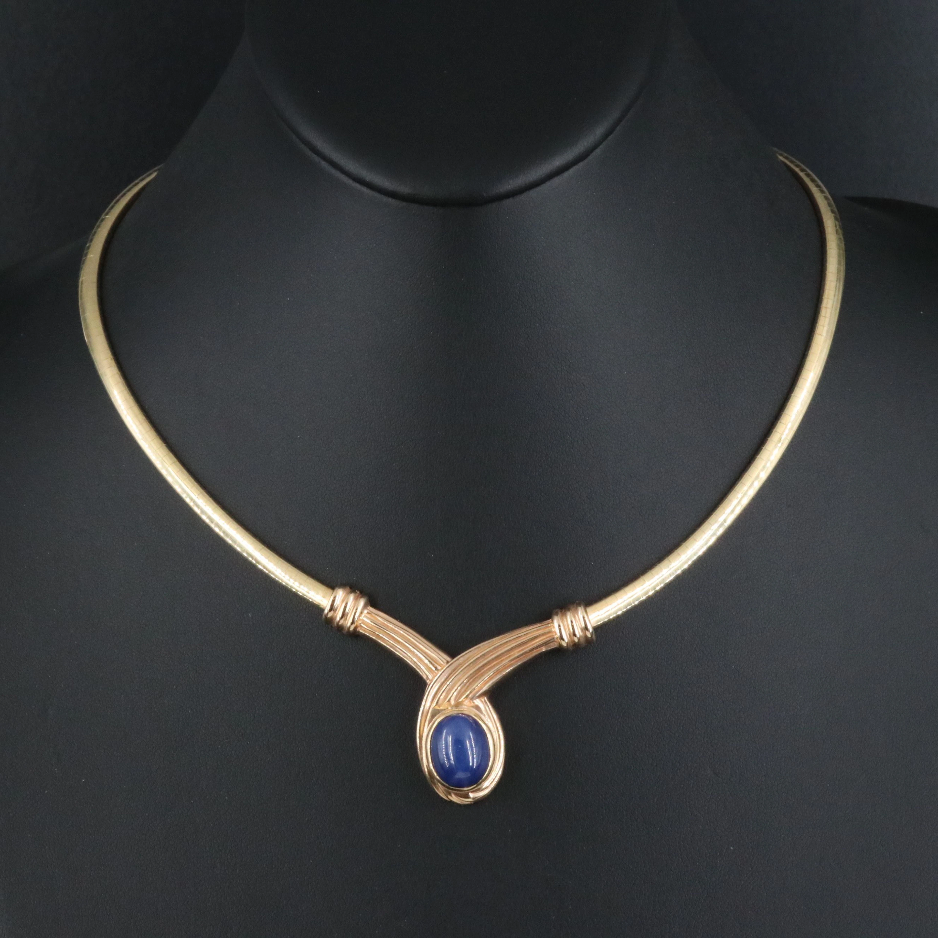 14K Star Sapphire Omega Collar Necklace