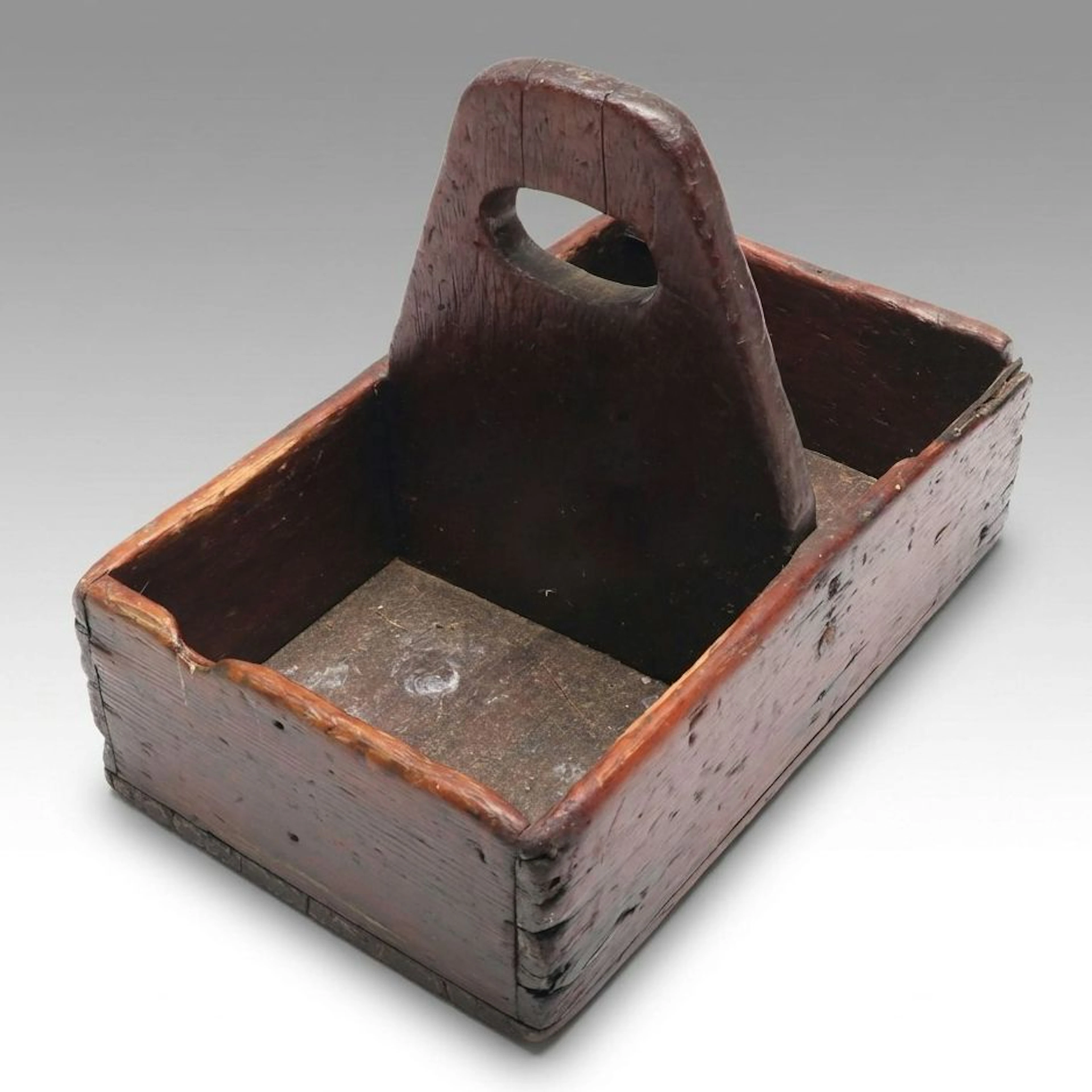 Primitive Divided Wooden Tote, Vintage
