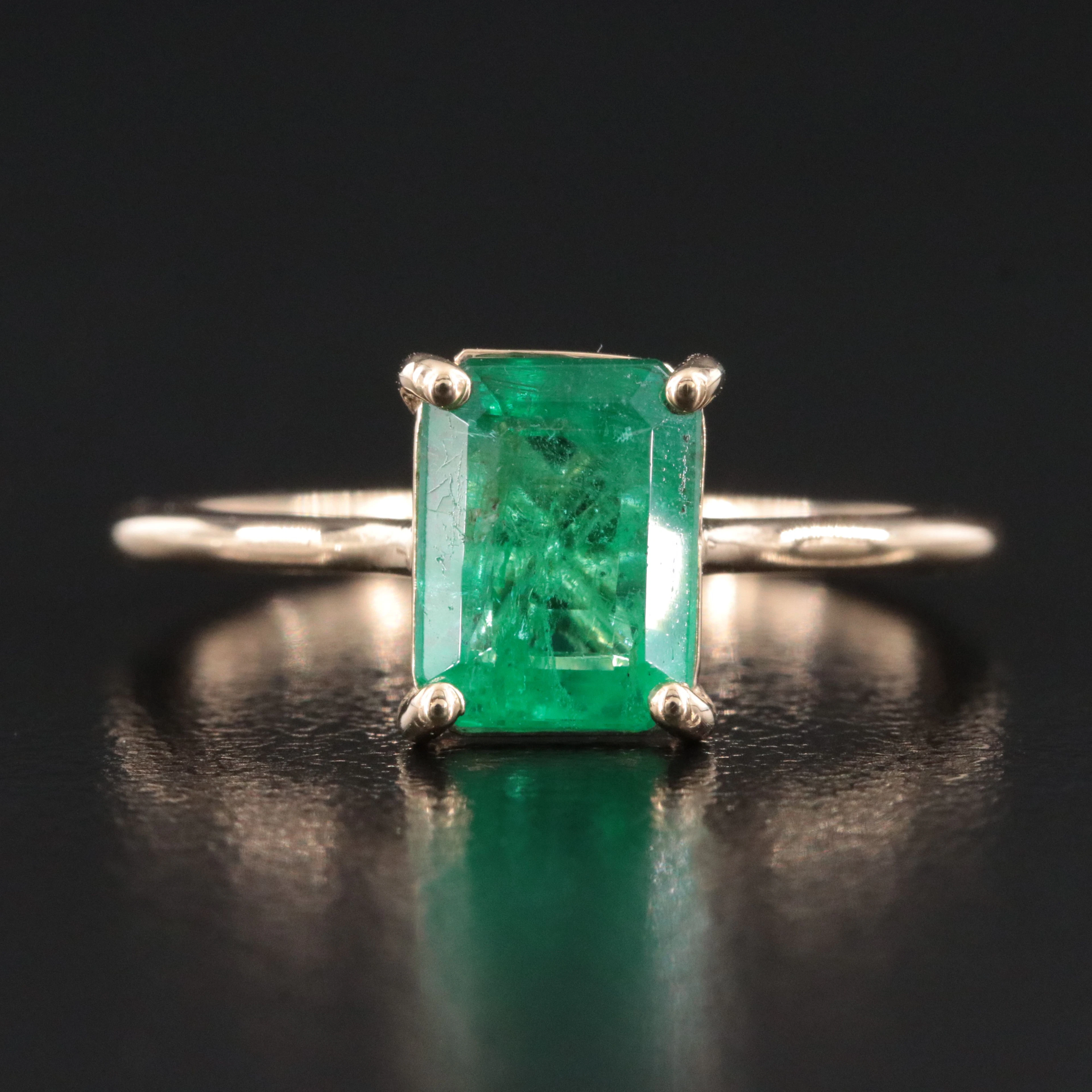 14K 1.70 CT Zambian Emerald Solitaire Ring with GIA Report