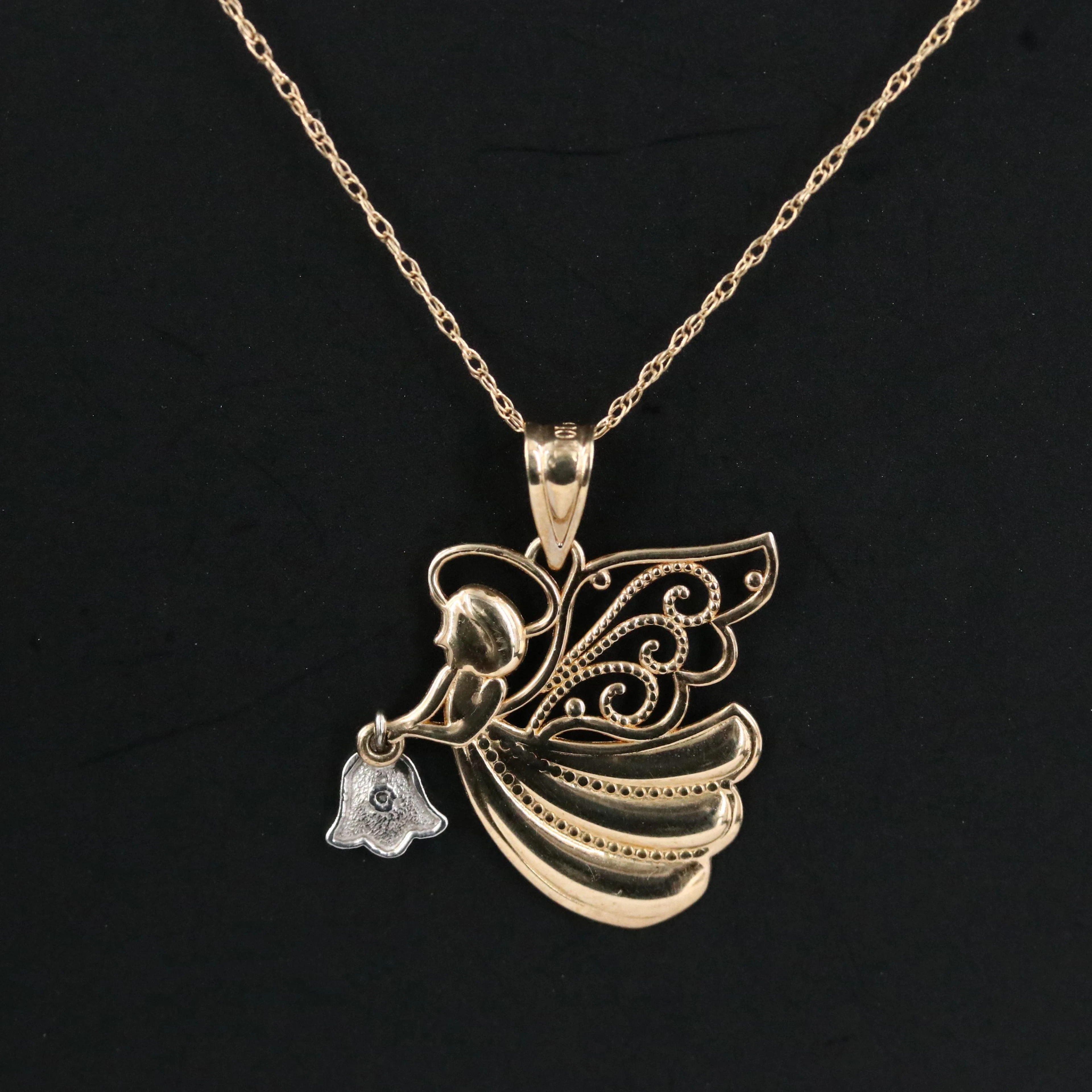 Michael Anthony 10K Angel Pendant Necklace with Diamond Accent