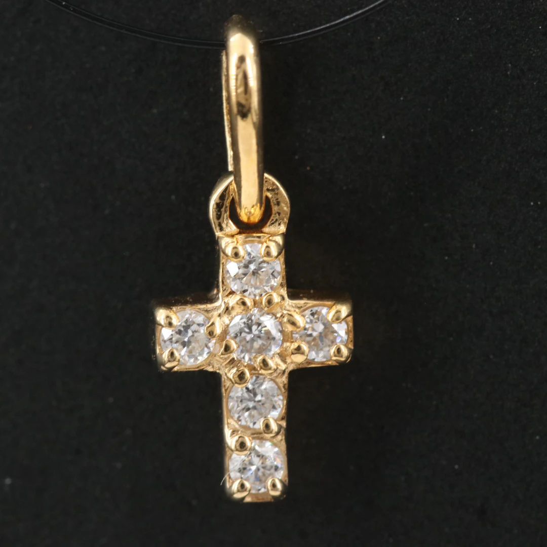 14K 0.09 CTW Lab Grown Diamond Cross Pendant