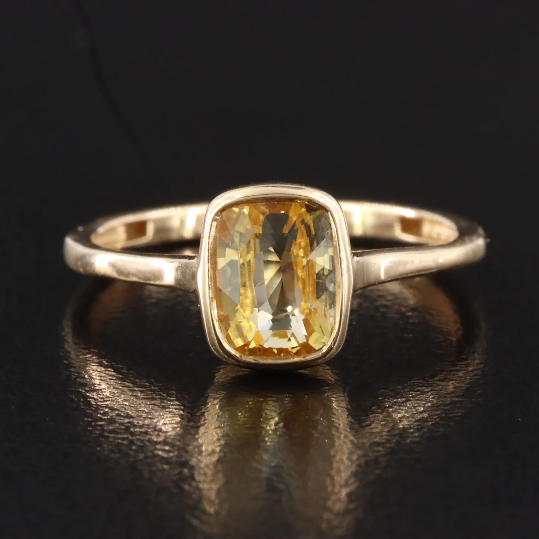 18K 2.05 CT Yellow Sapphire Solitaire Ring with GIA Report