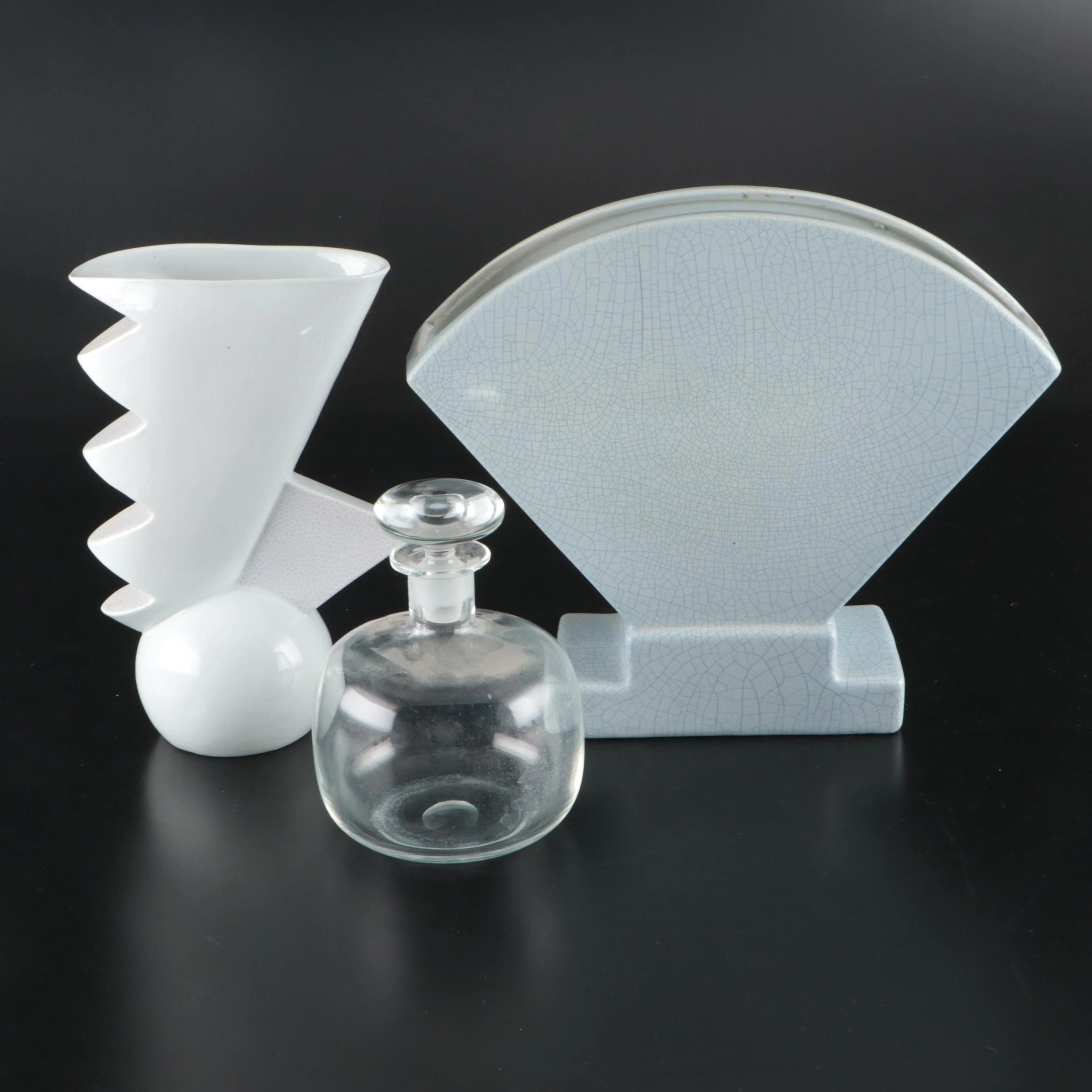 Matteo Thun Per Memphis "Titicaca" Ceramic Vase with Decanter and Belgian Vase