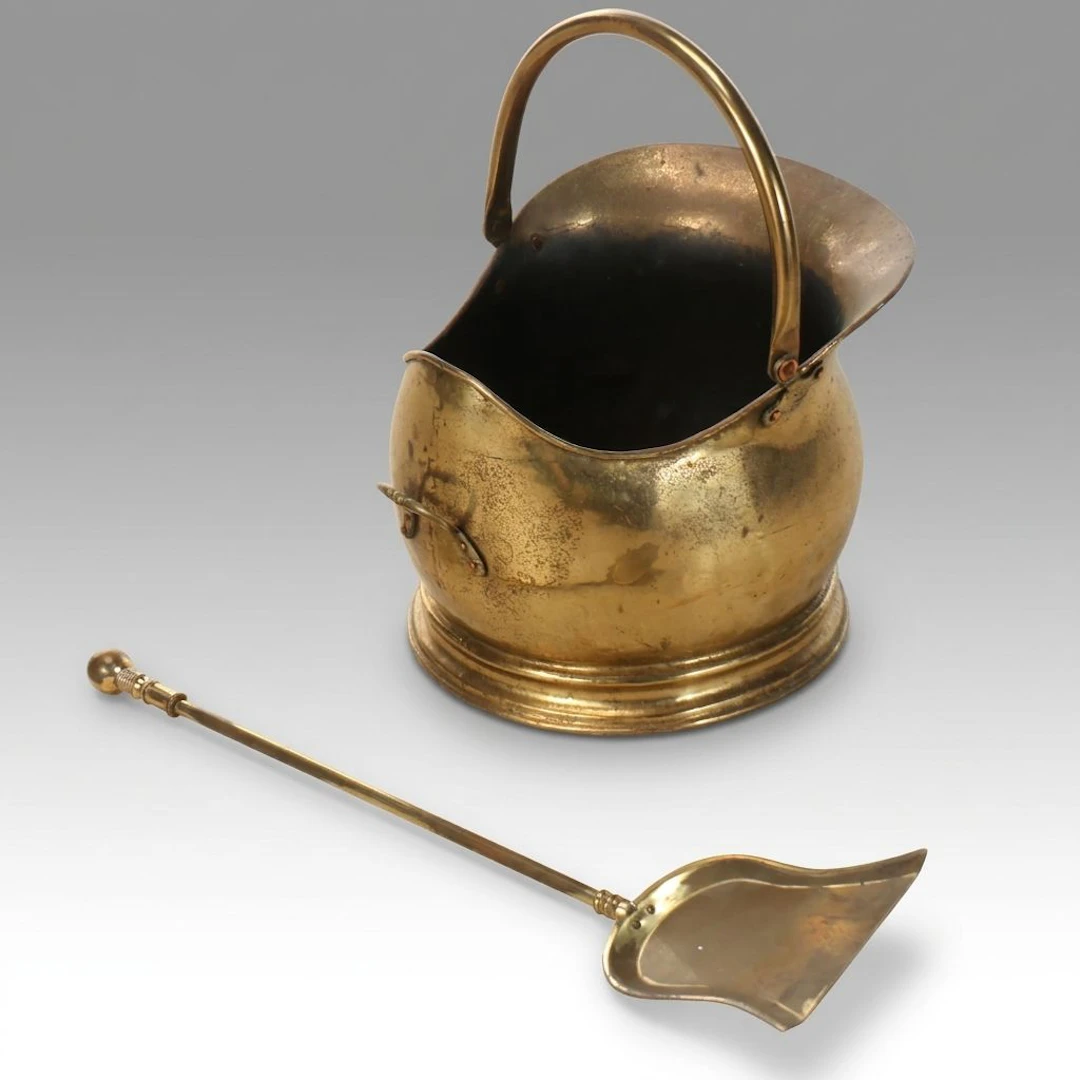 Brass Coal Scuttle and Shovel, Late 19th/Early 20th Century