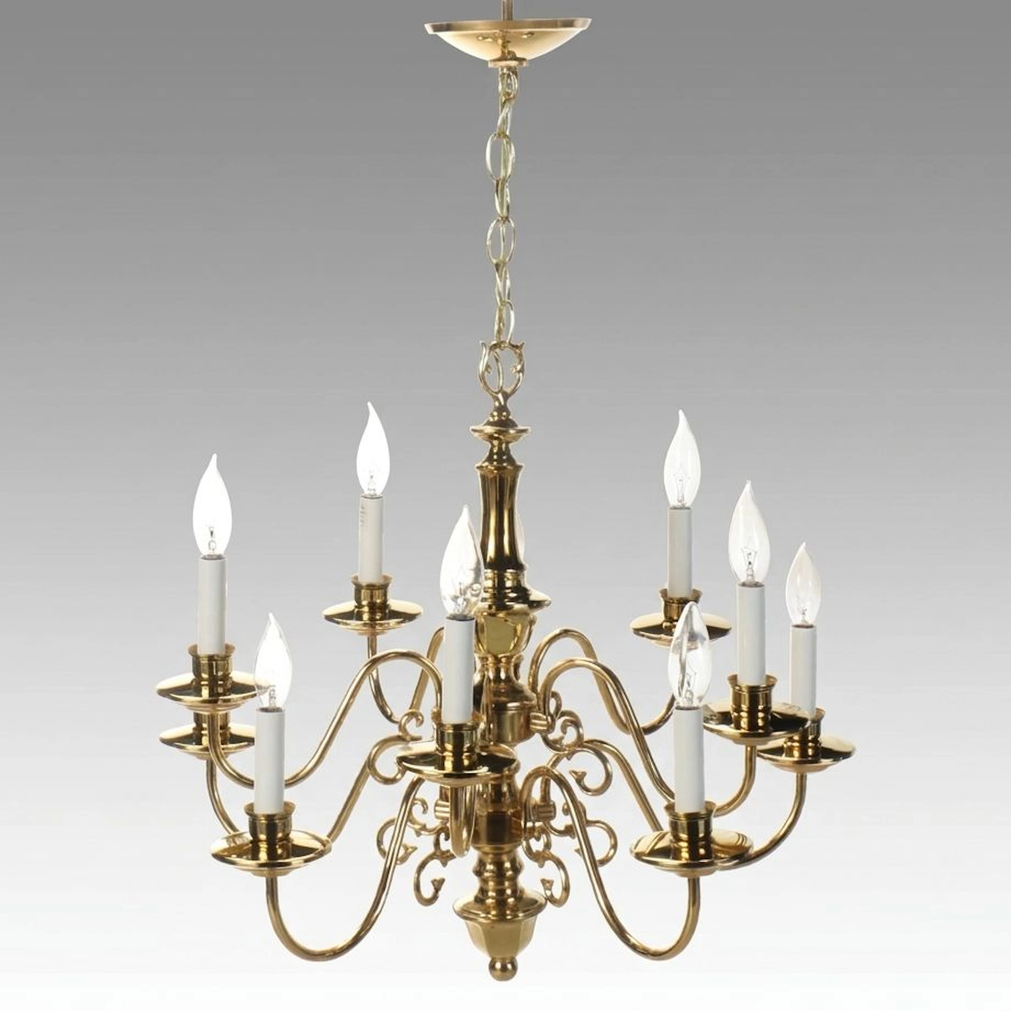 Federal Style Lacquered Brass Double Tier Chandelier