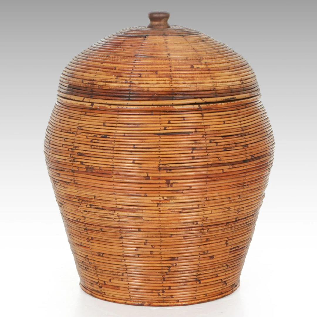 Pencil Reed 28" Lidded Floor Basket