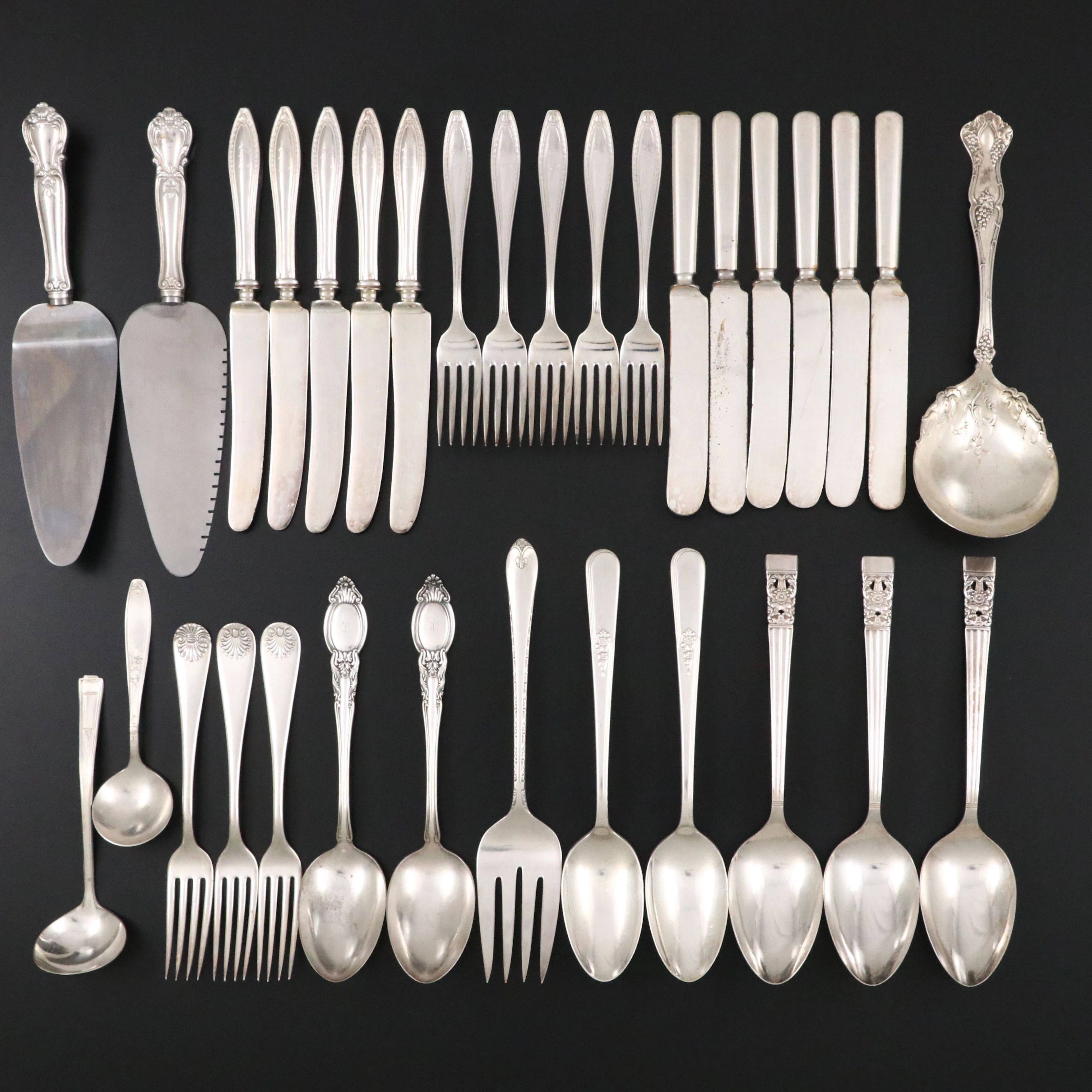 Holmes & Edwards and Roger Bros Flatware with Other Silver Plate Serving Pieces