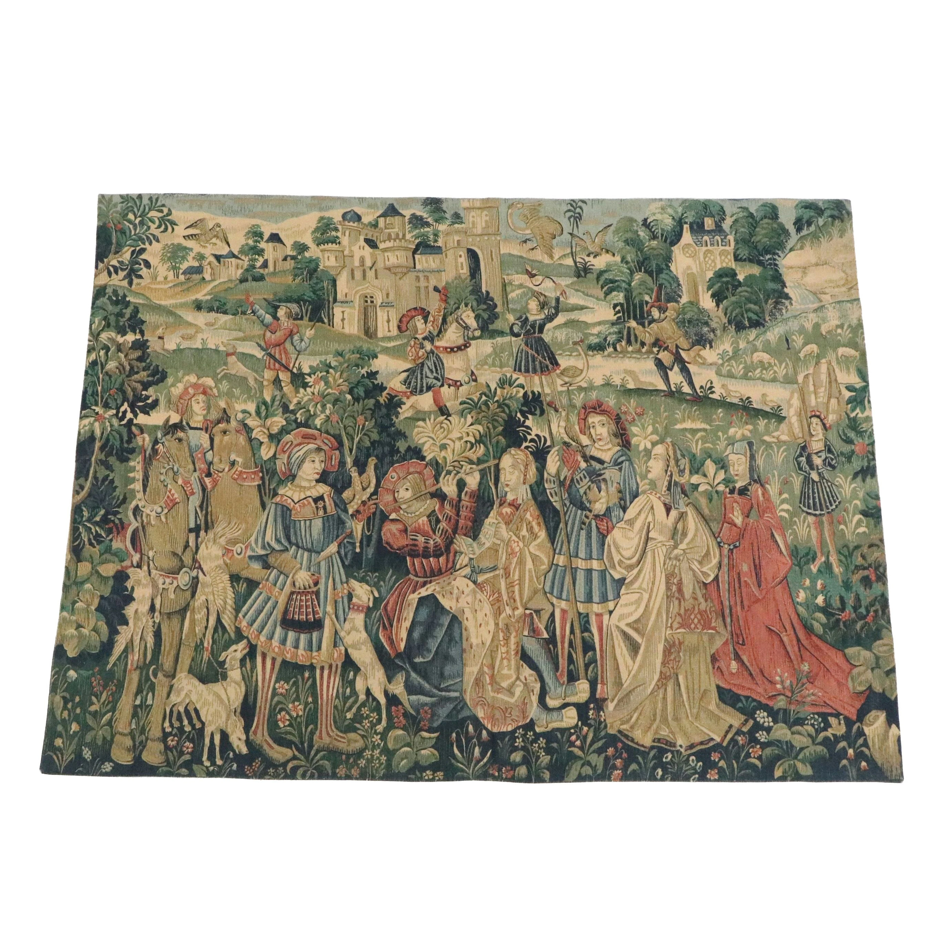 French Machine Woven Renaissance Style Tapestry, Mid-20th Century