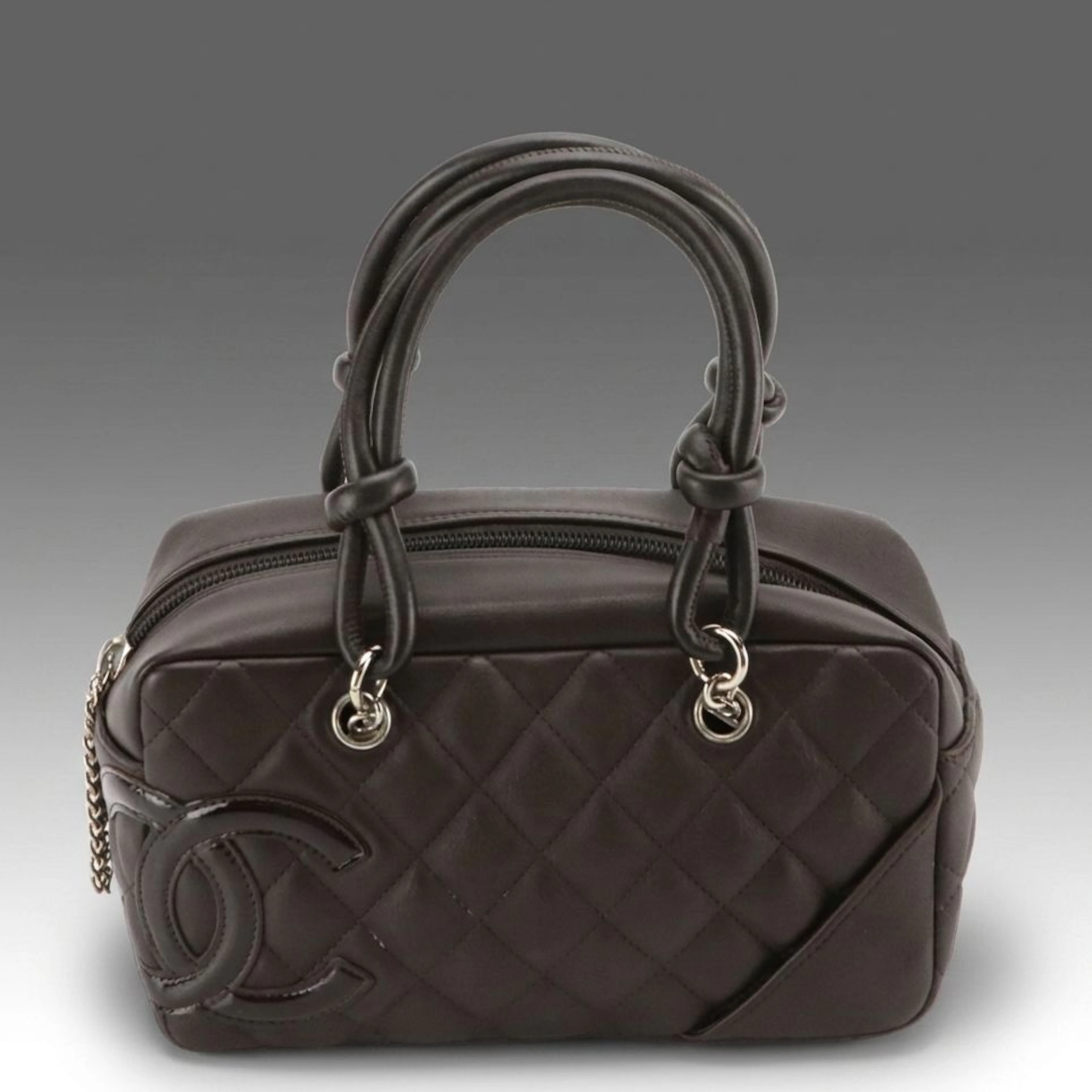 Chanel Small Cambon Ligne Bowling Handbag in Chocolate Brown Quilted Calfskin