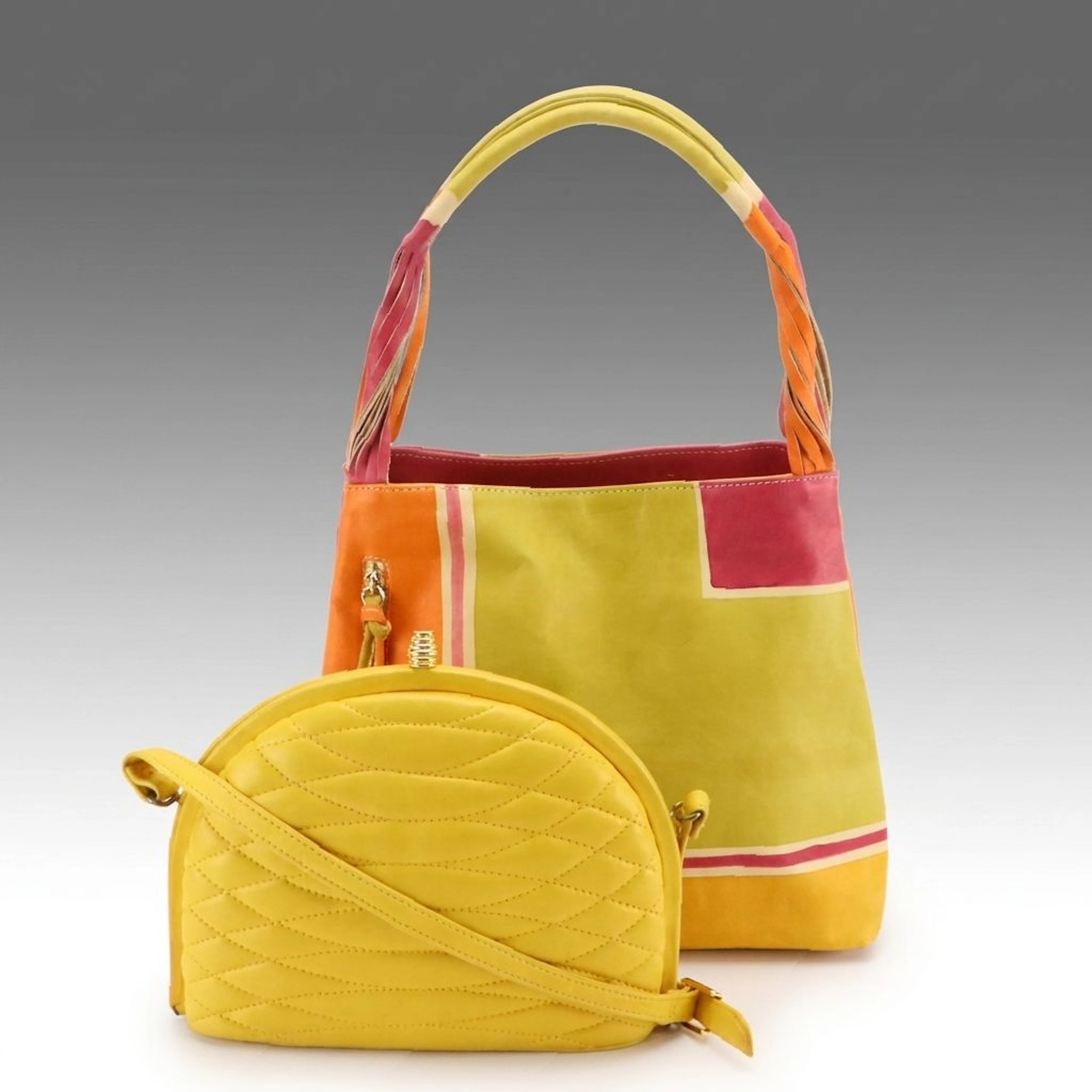Giorgio Beverly Hills Quilted Leather Dome Bag & Astore Painted Leather Tote