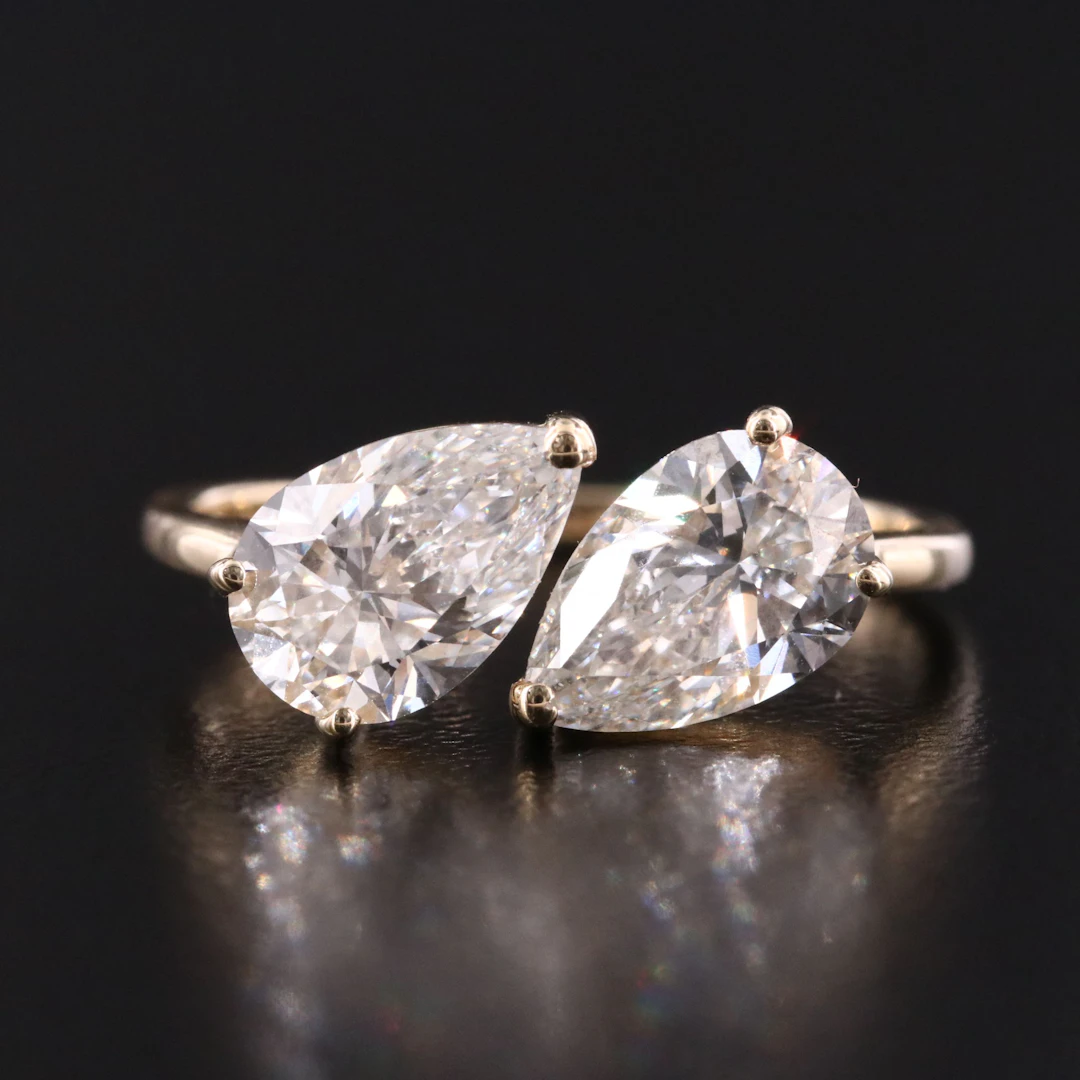14K 3.02 CTW Lab Grown Diamond Toi et Moi Ring with IGI Report