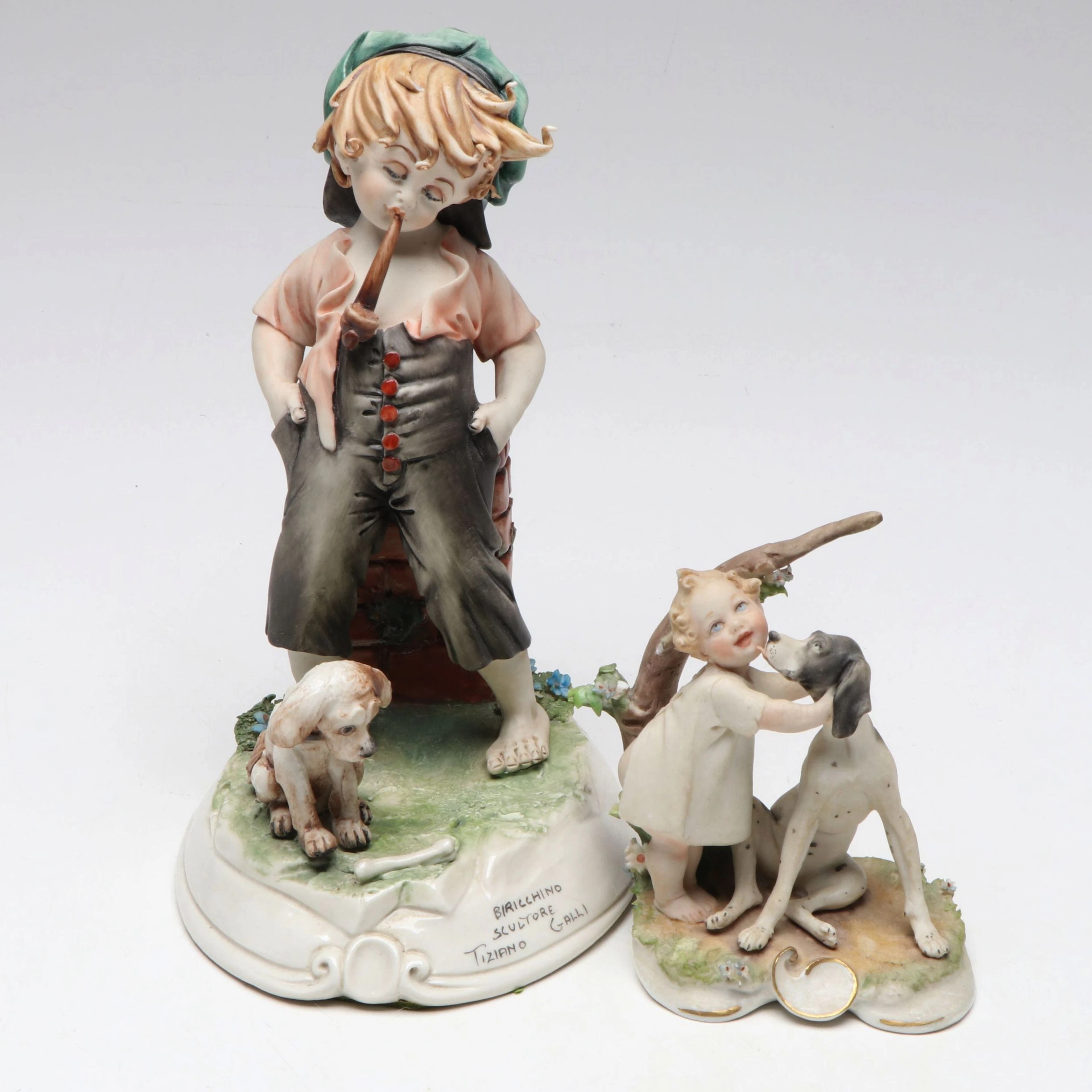 Tiziano Galli and G. Carrè Italian Hand-Painted Porcelain Figures
