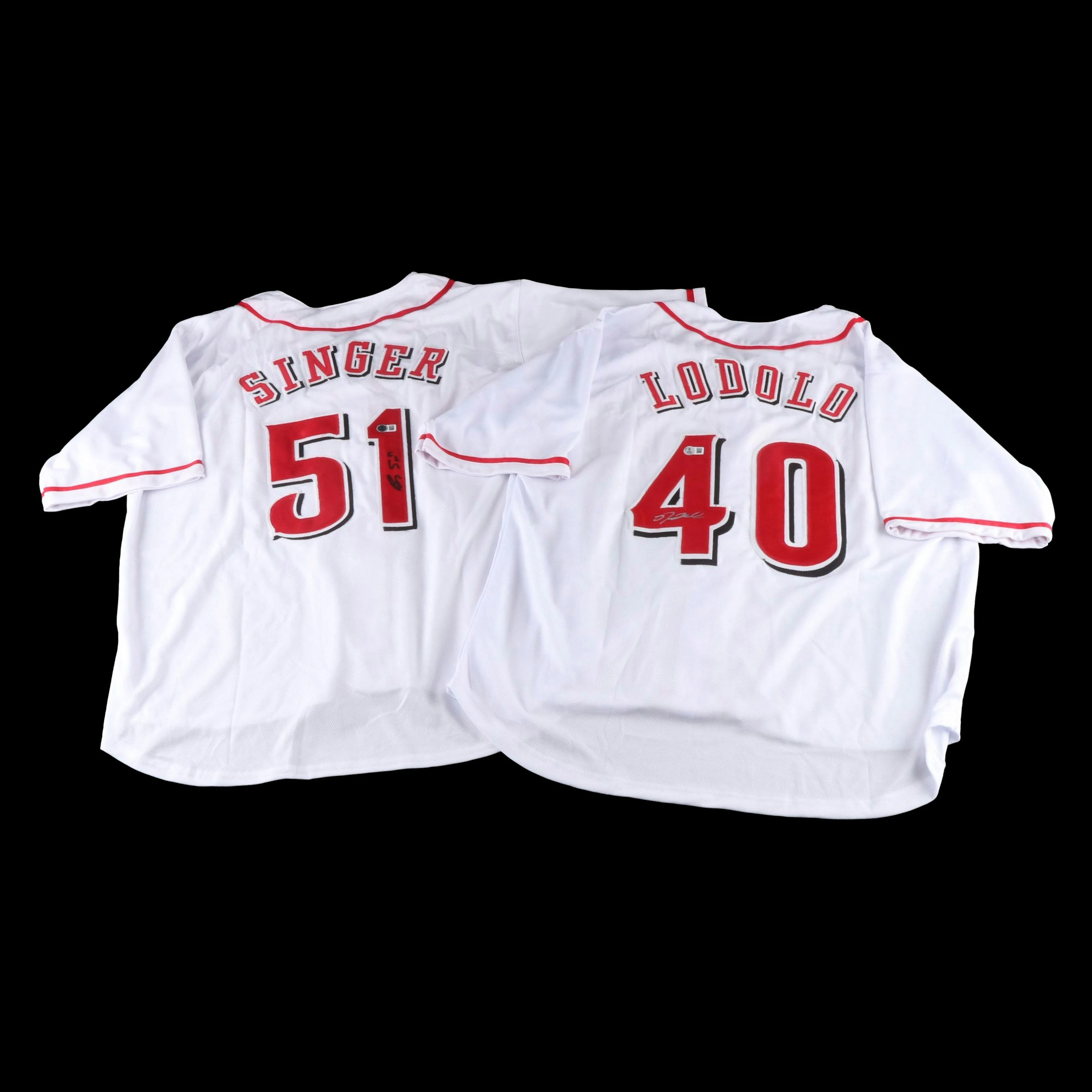 Brady Singer and Nick Lodolo Signed Cincinnati Reds Baseball Jerseys, Beckett