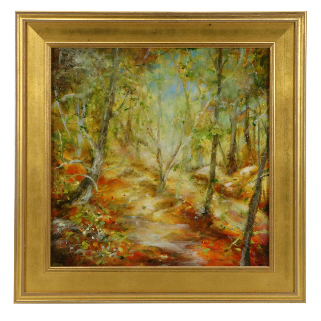 Impressionistic Oil Painting of Forest Scene, Late 20th to 21st Century