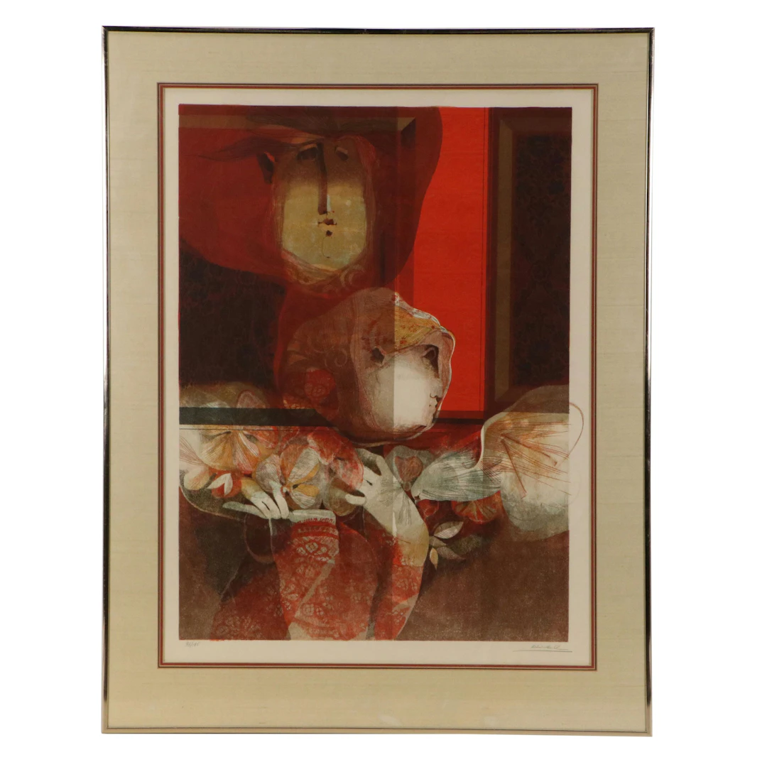 Alvar Suñol Embossed Color Lithograph "Visión de Poeta (Vision of