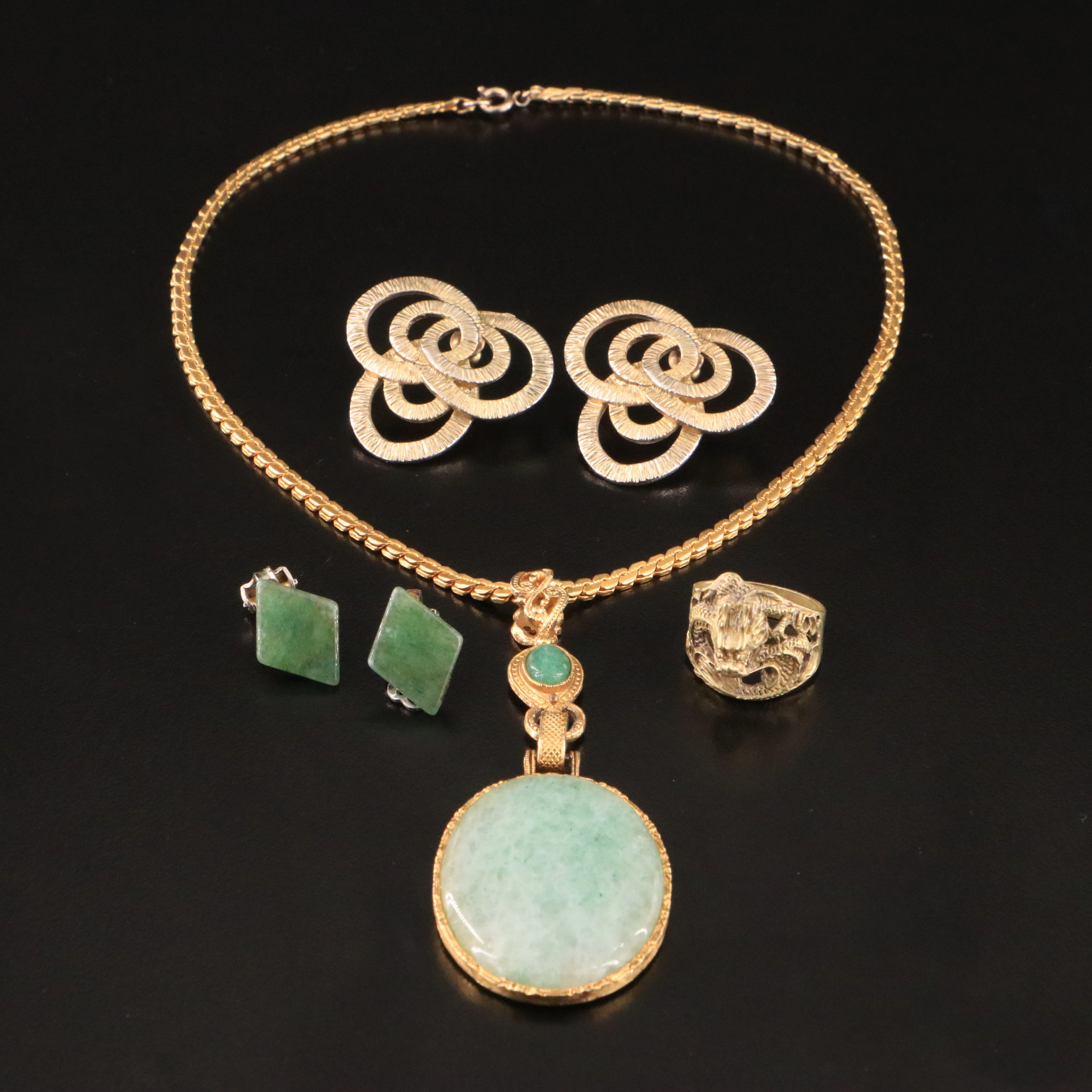 Brass Dragon Ring and Aventurine featured in Asian Themed Jewelry Collection