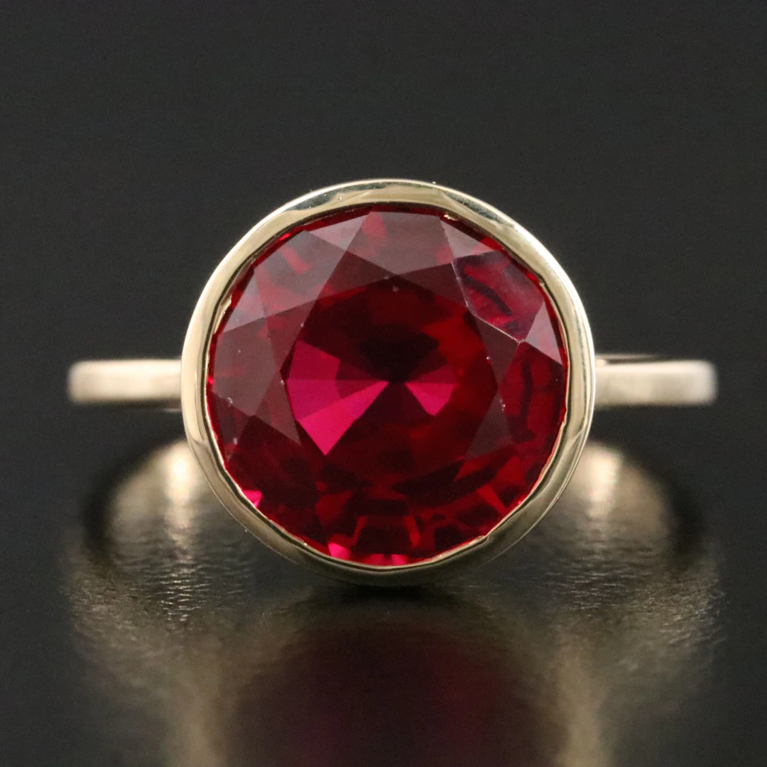 14K Ruby Bezel Set Solitare Ring