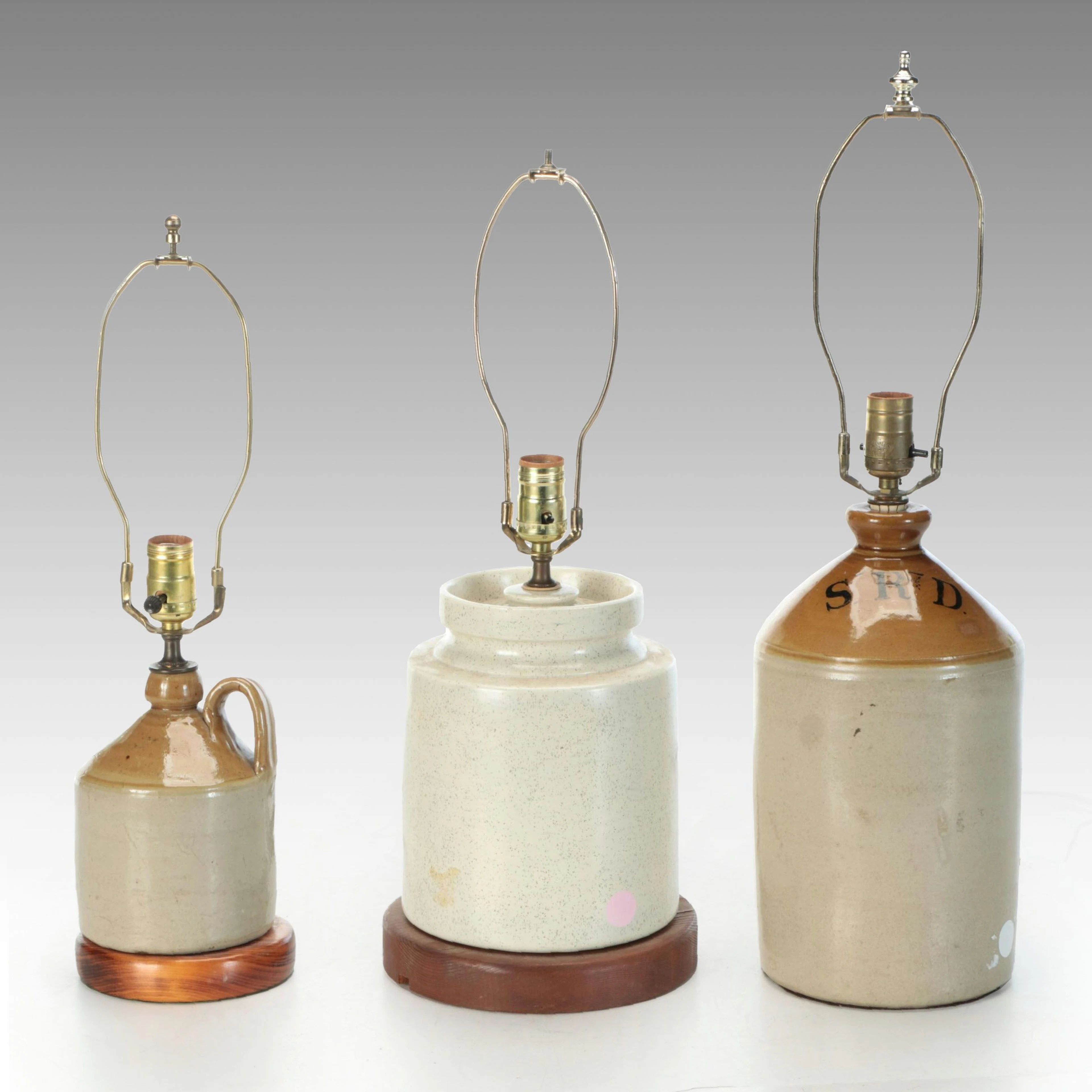 Stoneware Crock and Salt Glazed Ceramic Table Lamps
