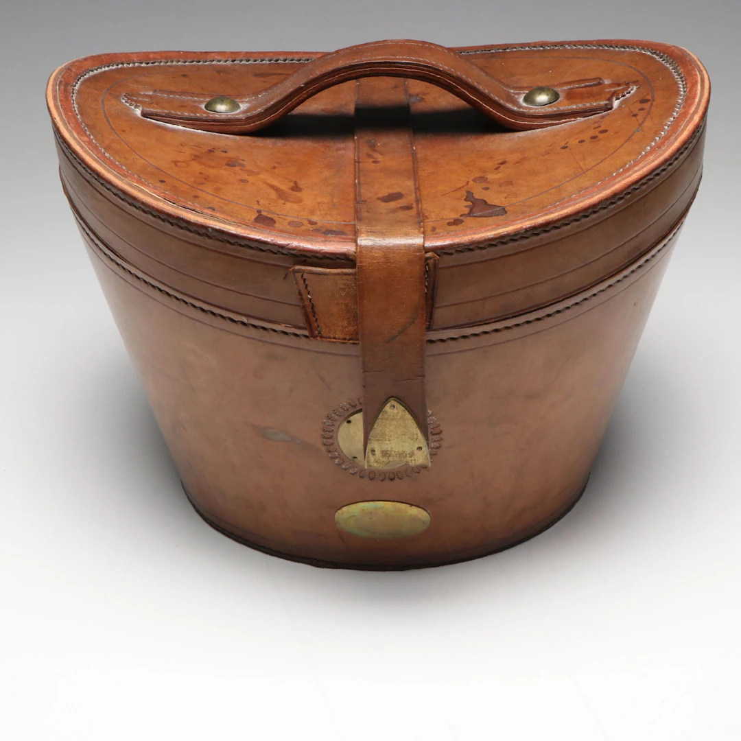 Victorian Leather Top Hat Luggage Box, Late 19th Century