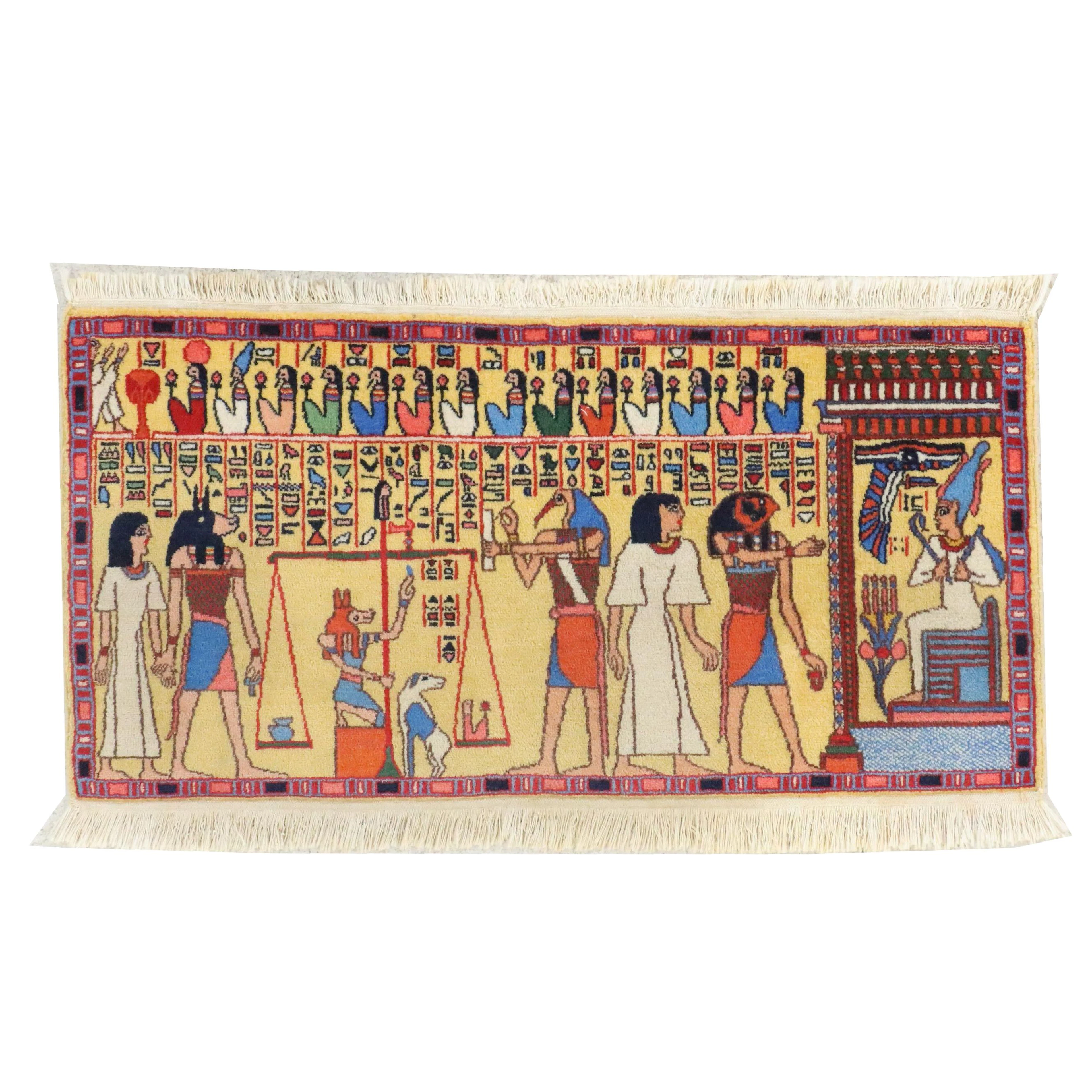 2'3 x 3'9 Hand-Knotted Accent Rug with Ancient Egyptian Pictorial Motif